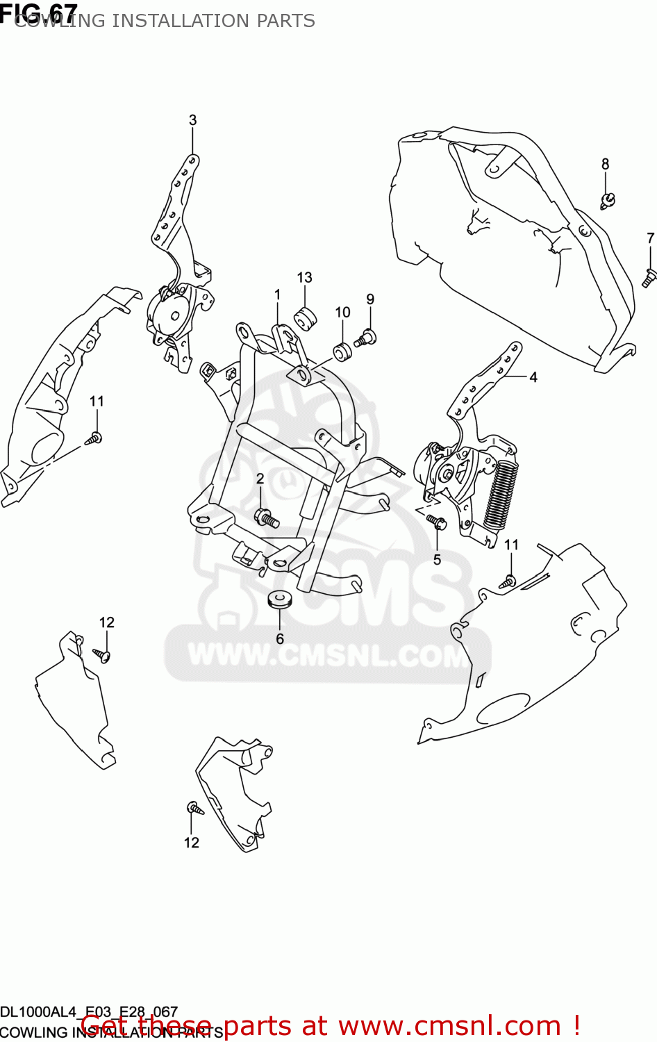 COWLING INSTALLATION PARTS DL1000A VSTROM 2014 (L4) USA (E03)