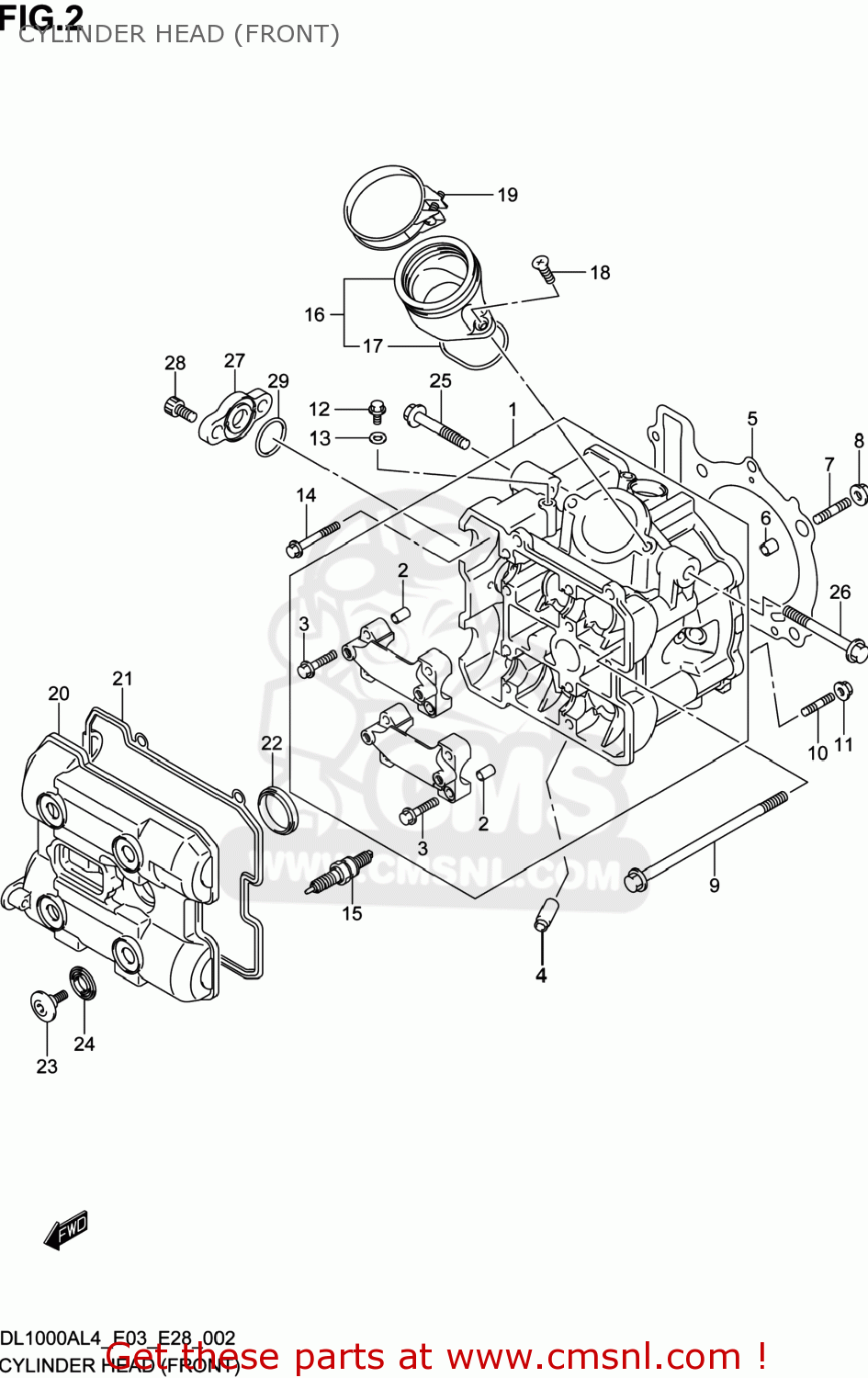 CYLINDER HEAD (FRONT) DL1000A VSTROM 2014 (L4) USA (E03)