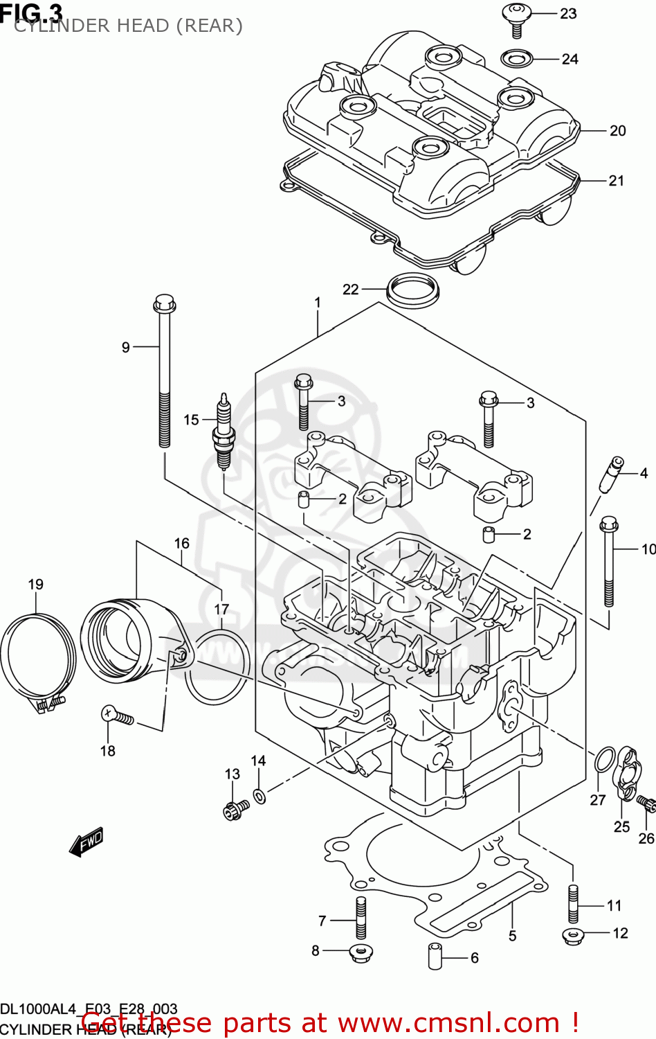 CYLINDER HEAD (REAR) DL1000A VSTROM 2014 (L4) USA (E03)