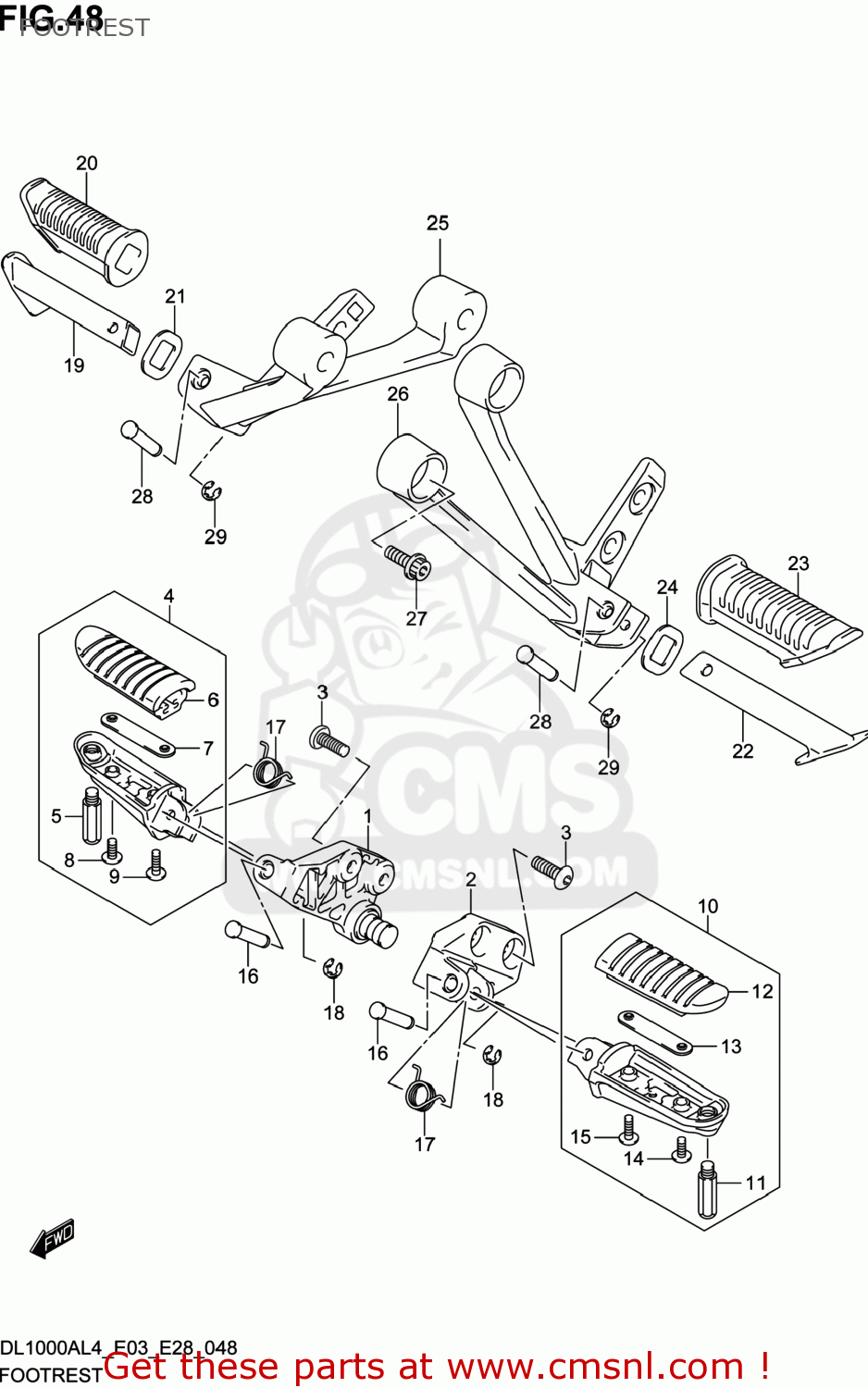 FOOTREST DL1000A VSTROM 2014 (L4) USA (E03)