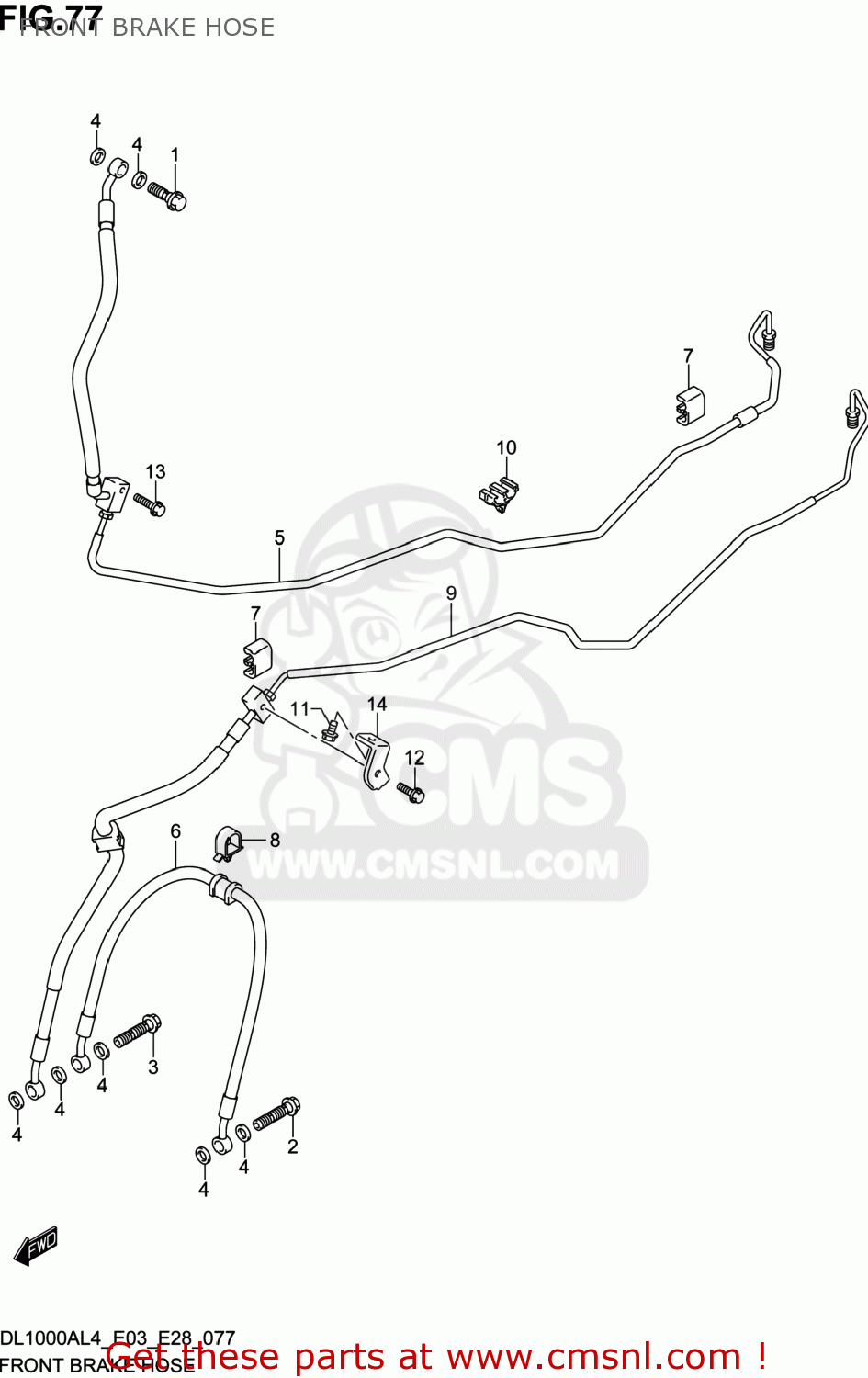 FRONT BRAKE HOSE DL1000A VSTROM 2014 (L4) USA (E03)