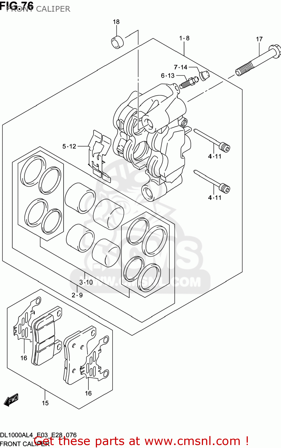 FRONT CALIPER DL1000A VSTROM 2014 (L4) USA (E03)