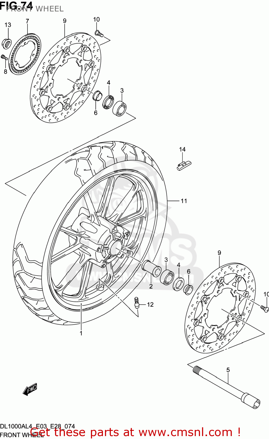 FRONT WHEEL DL1000A VSTROM 2014 (L4) USA (E03)