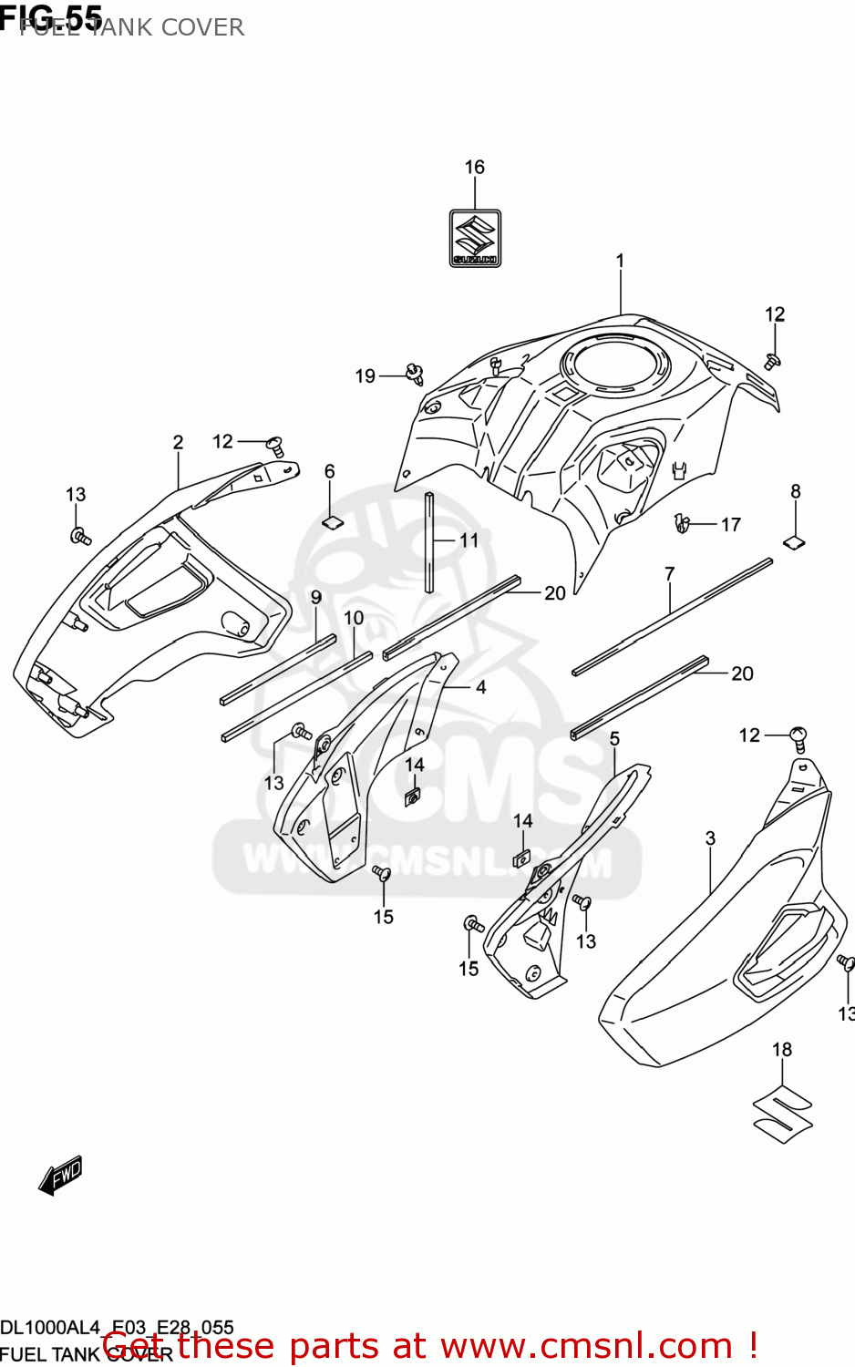 FUEL TANK COVER DL1000A VSTROM 2014 (L4) USA (E03)