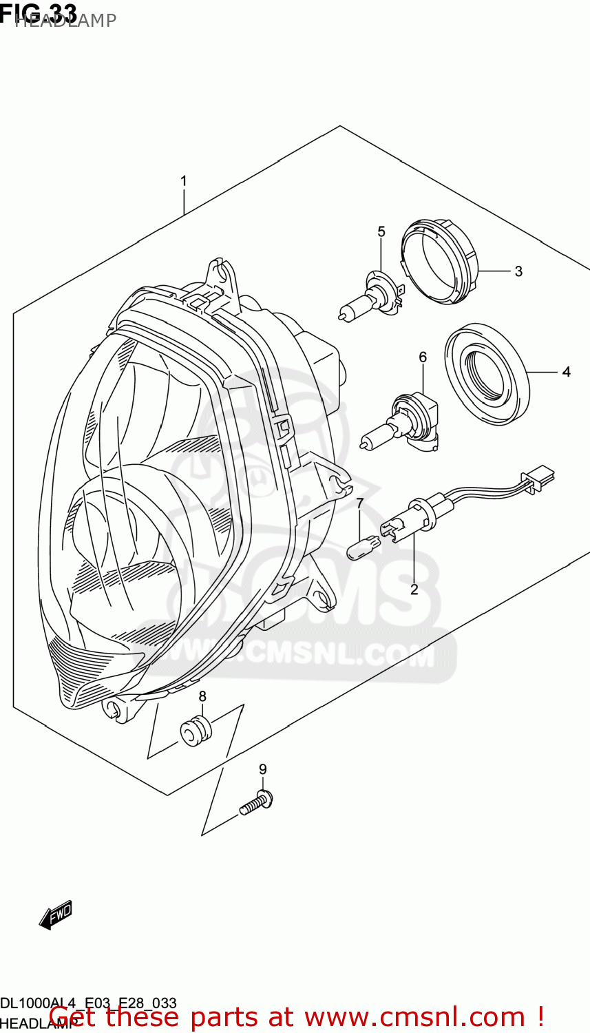 HEADLAMP DL1000A VSTROM 2014 (L4) USA (E03)