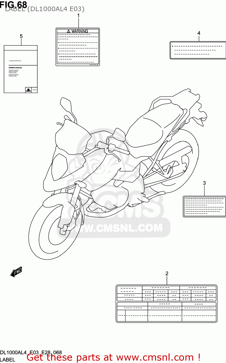 LABEL (DL1000AL4 E03) DL1000A VSTROM 2014 (L4) USA (E03)