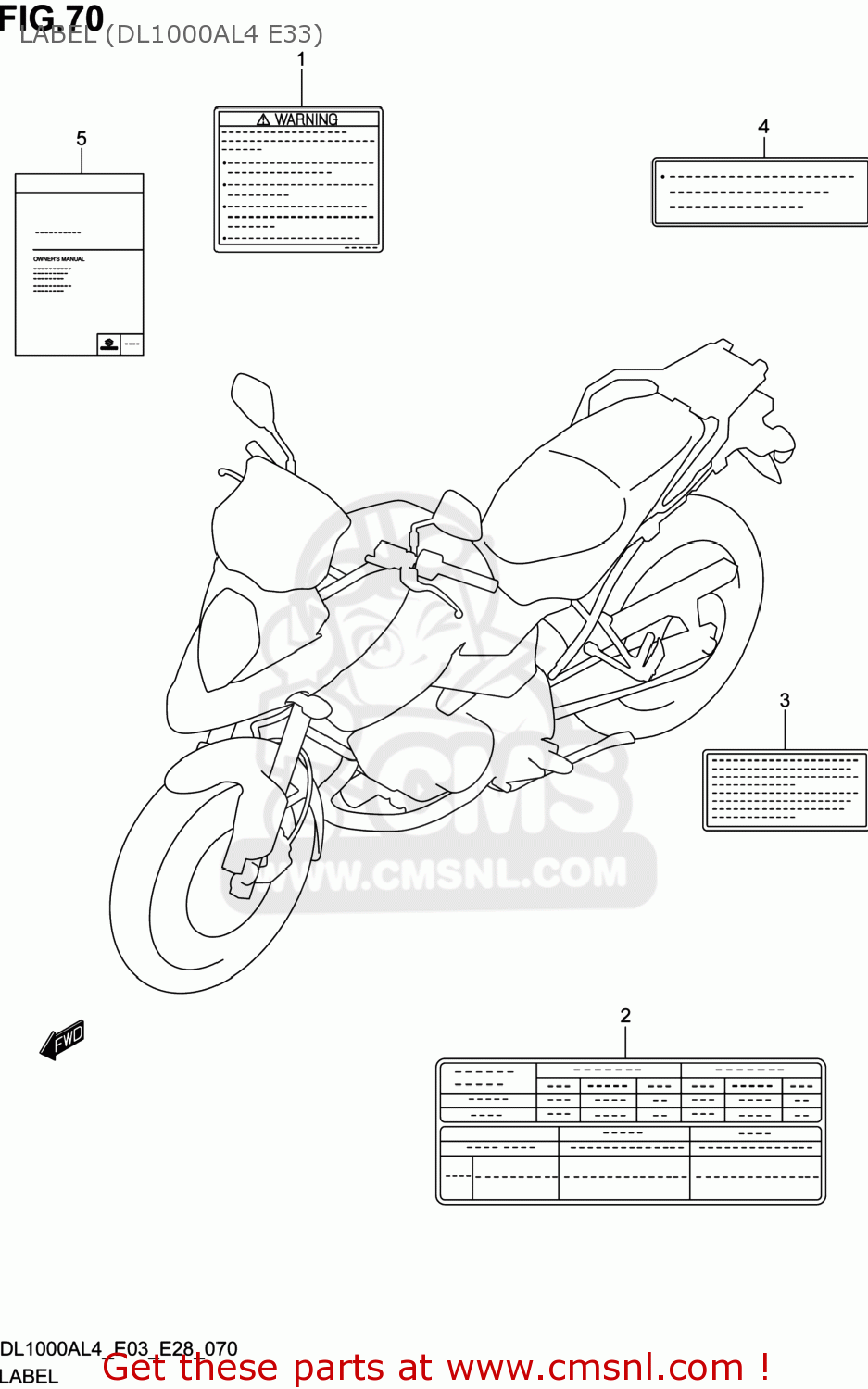 LABEL (DL1000AL4 E33) DL1000A VSTROM 2014 (L4) USA (E03)