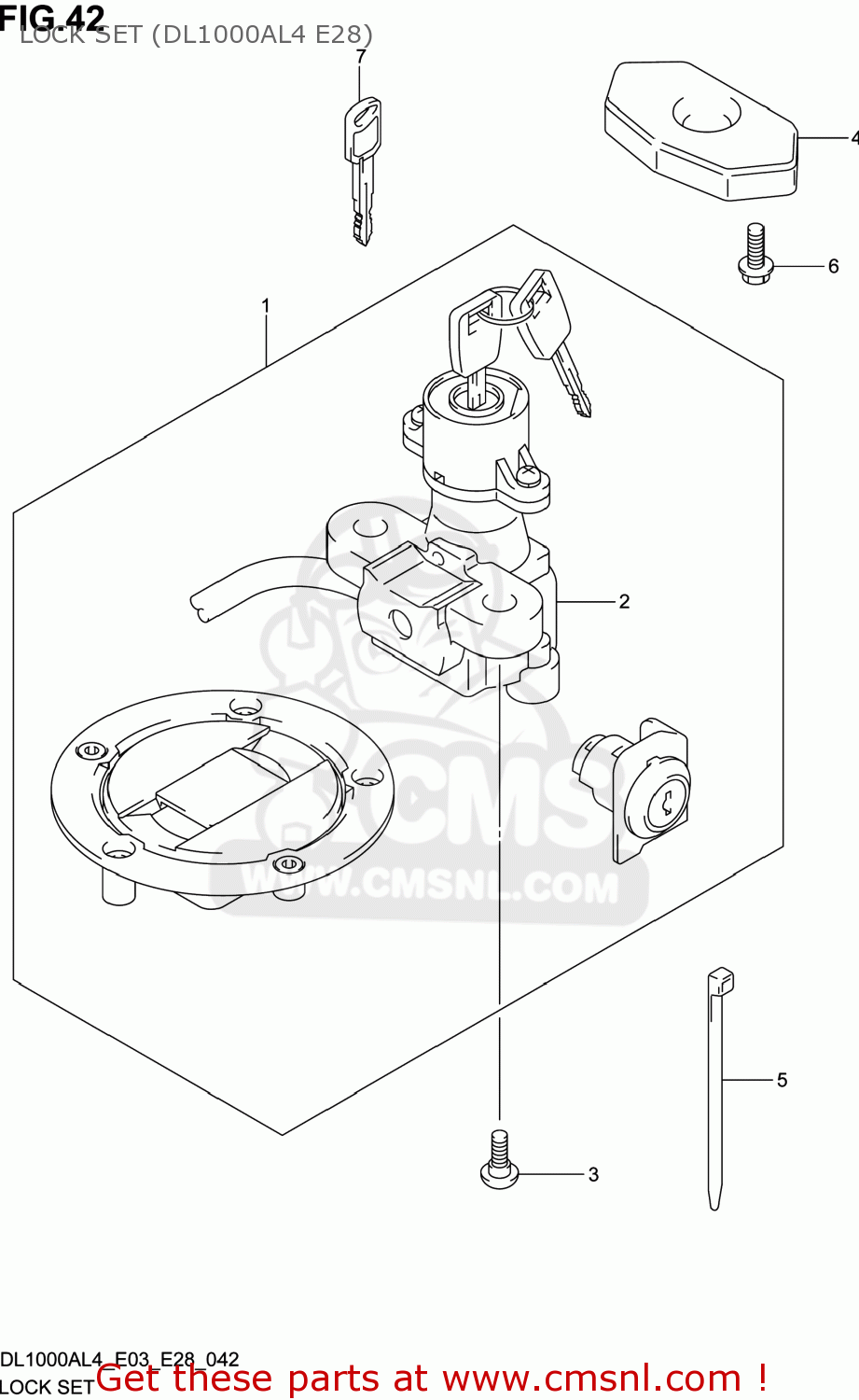 LOCK SET (DL1000AL4 E28) DL1000A VSTROM 2014 (L4) USA (E03)