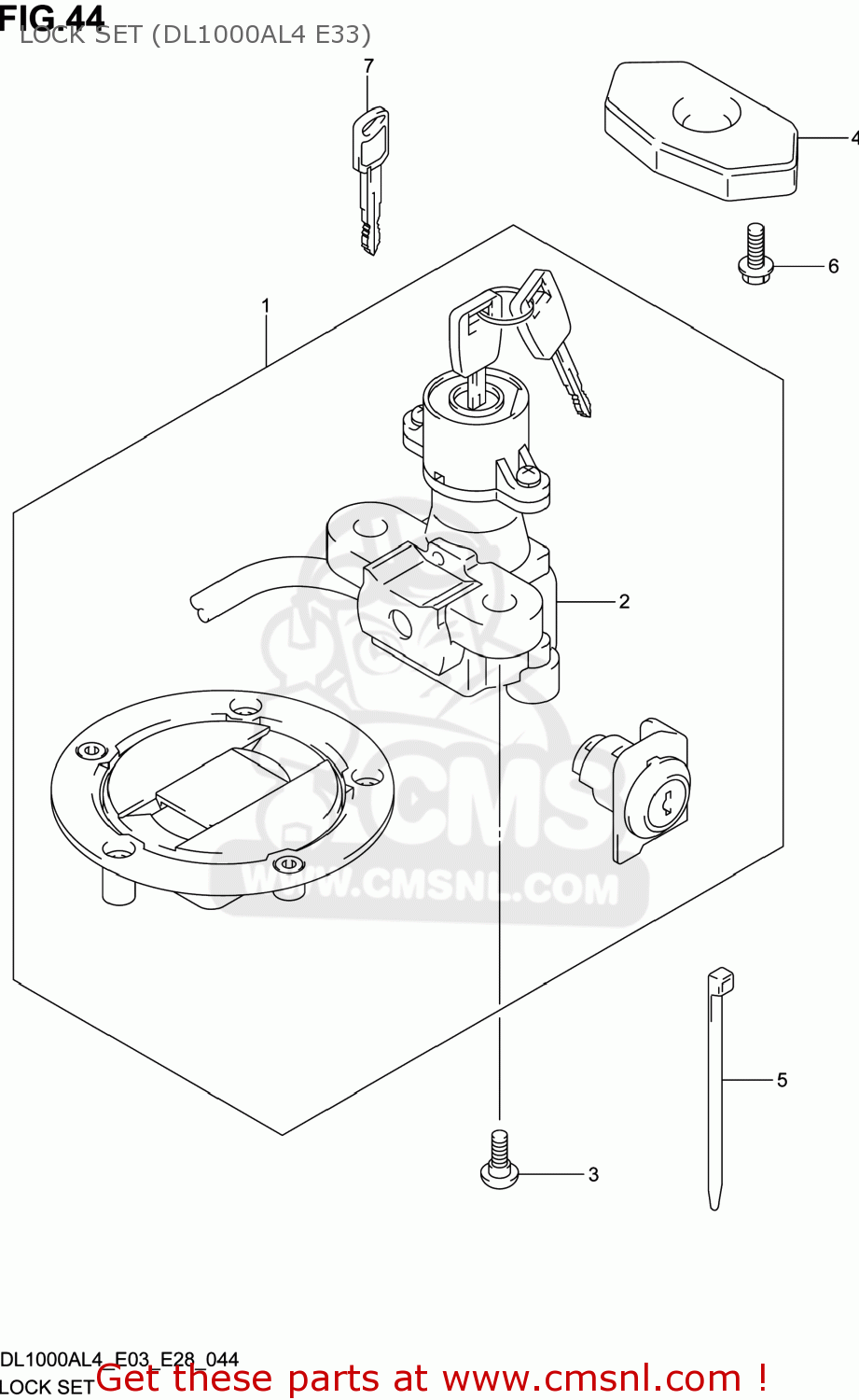 LOCK SET (DL1000AL4 E33) DL1000A VSTROM 2014 (L4) USA (E03)