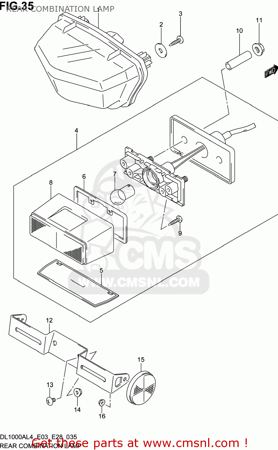 REAR COMBINATION LAMP DL1000A VSTROM 2014 (L4) USA (E03)