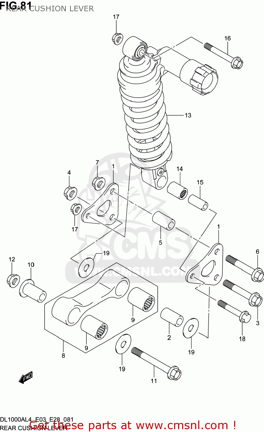 REAR CUSHION LEVER DL1000A VSTROM 2014 (L4) USA (E03)