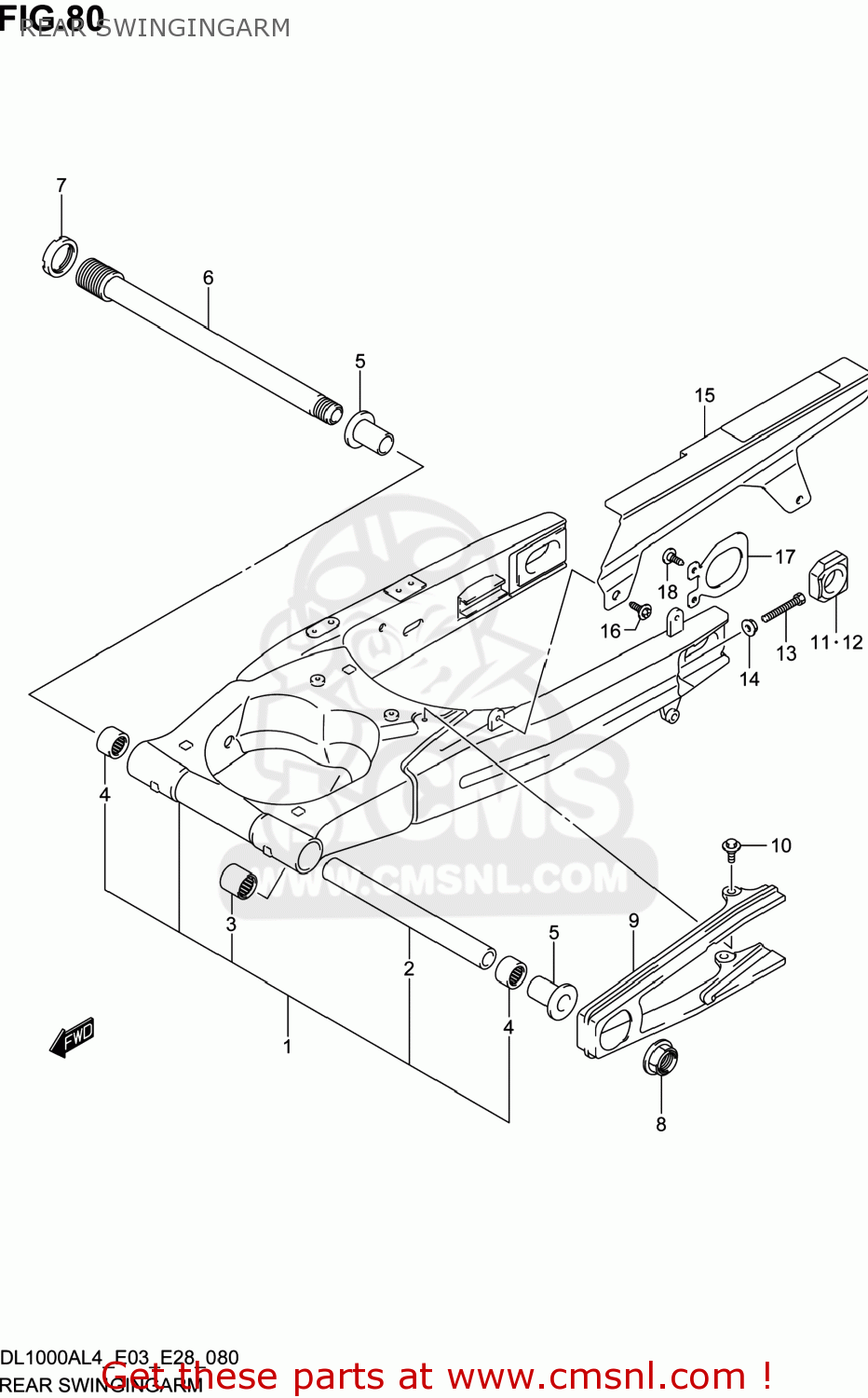 REAR SWINGINGARM DL1000A VSTROM 2014 (L4) USA (E03)