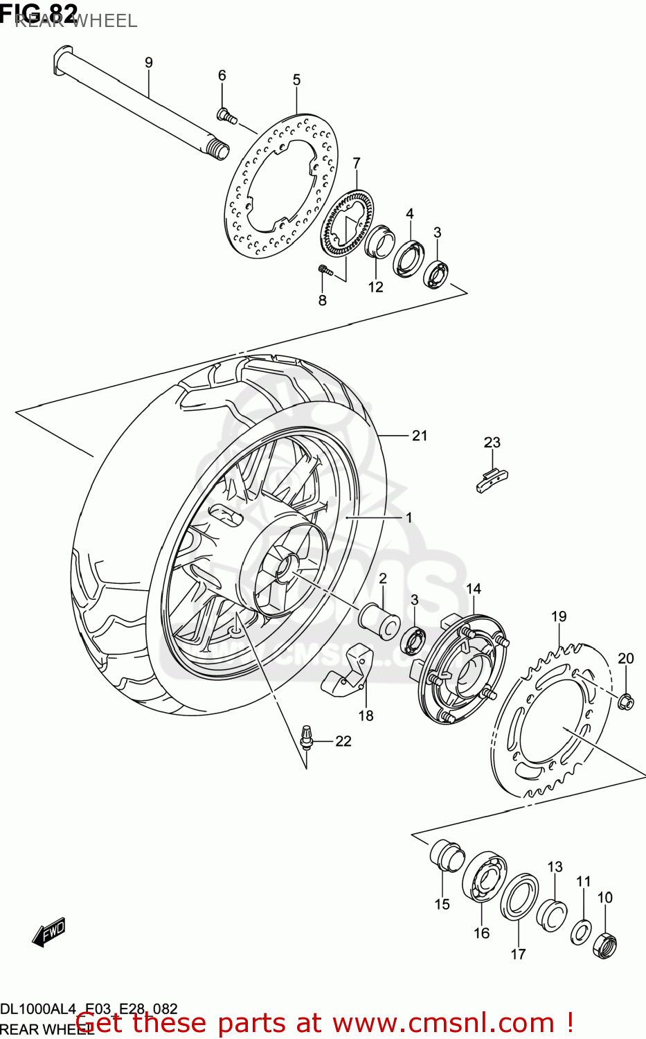 REAR WHEEL DL1000A VSTROM 2014 (L4) USA (E03)