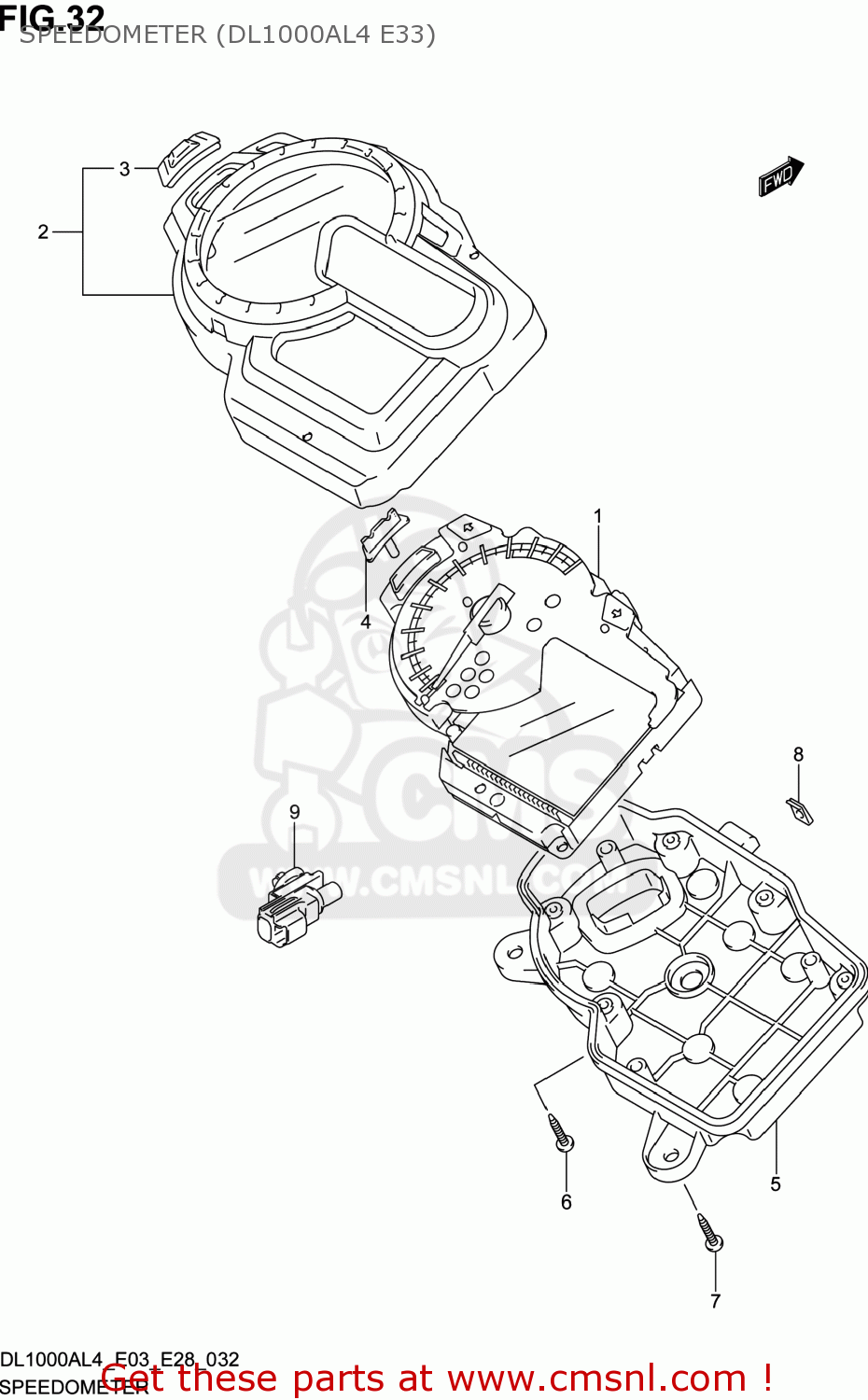 SPEEDOMETER (DL1000AL4 E33) DL1000A VSTROM 2014 (L4) USA (E03)
