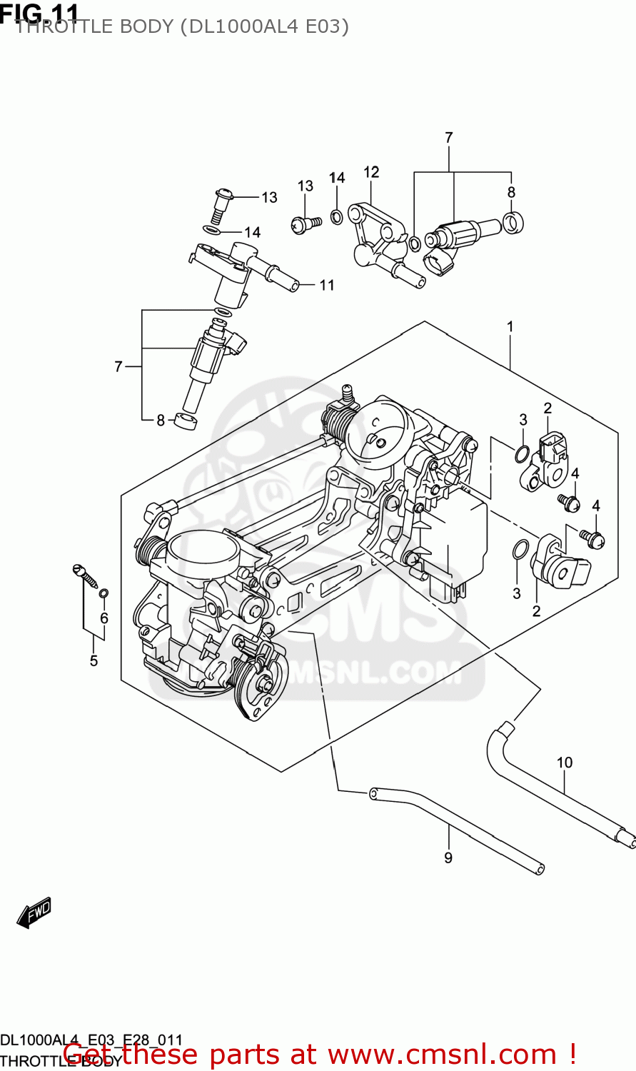 THROTTLE BODY (DL1000AL4 E03) DL1000A VSTROM 2014 (L4) USA (E03)
