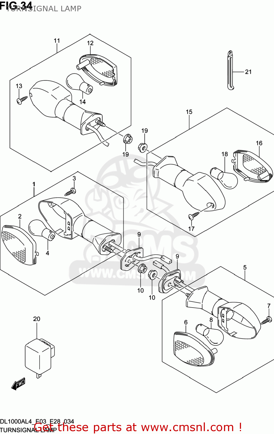 TURNSIGNAL LAMP DL1000A VSTROM 2014 (L4) USA (E03)