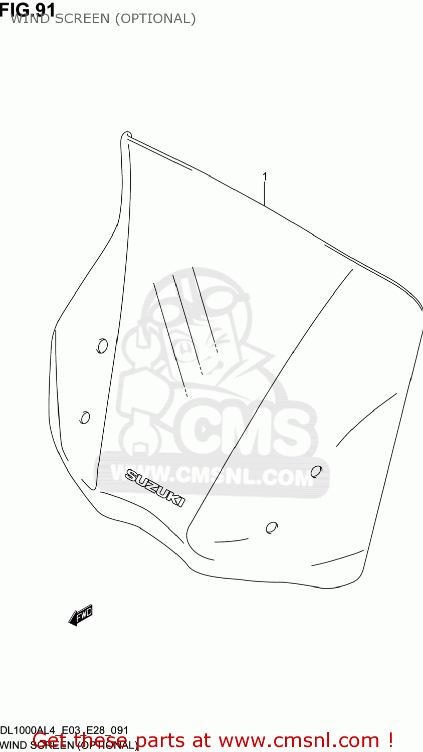 WIND SCREEN (OPTIONAL) DL1000A VSTROM 2014 (L4) USA (E03)