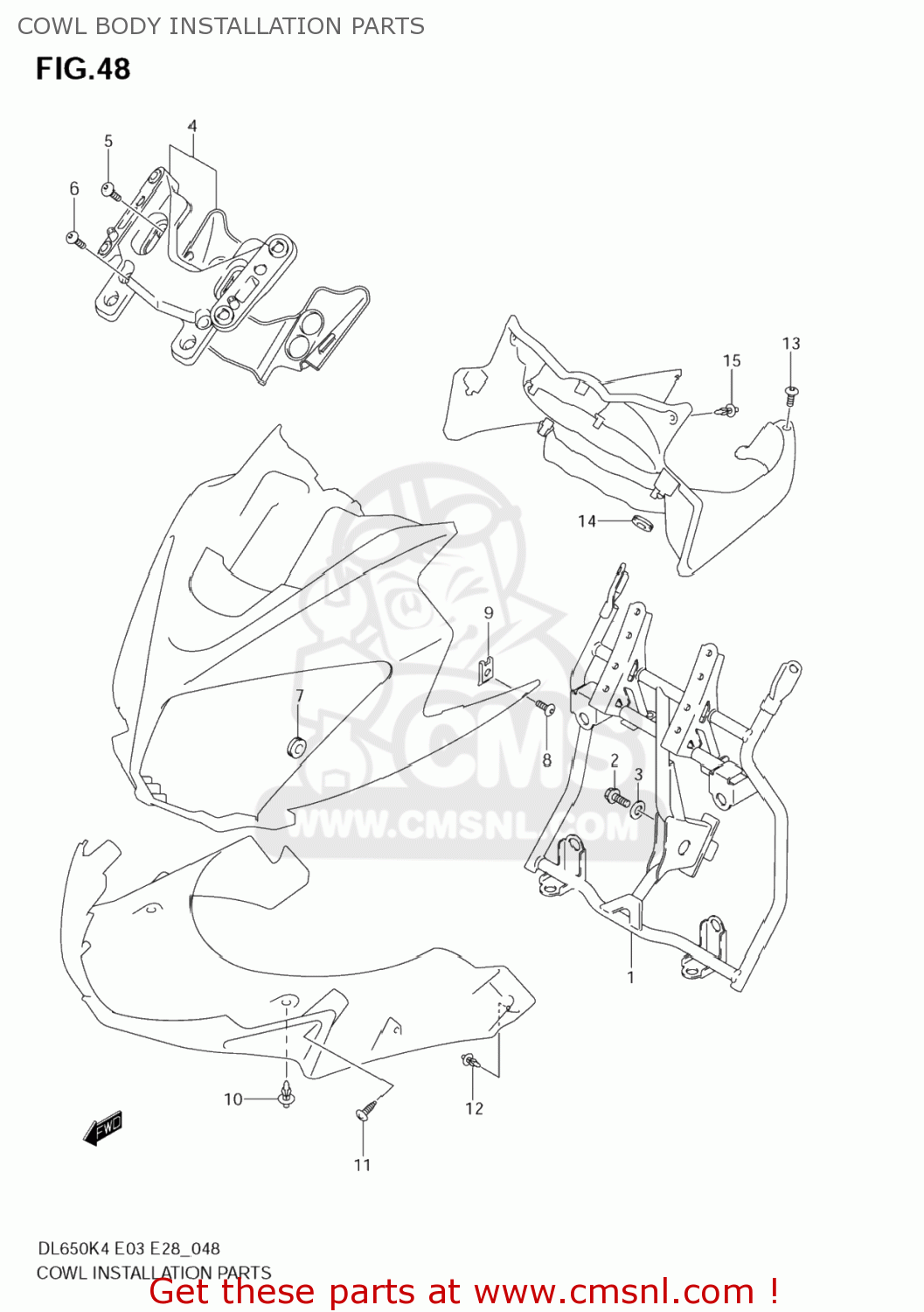 Suzuki DL650 VSTROM 2004 (K4) USA (E03) COWL BODY INSTALLATION PARTS ...