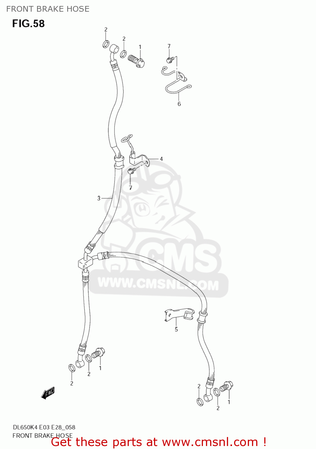 FRONT BRAKE HOSE DL650 VSTROM 2004 (K4) USA (E03)