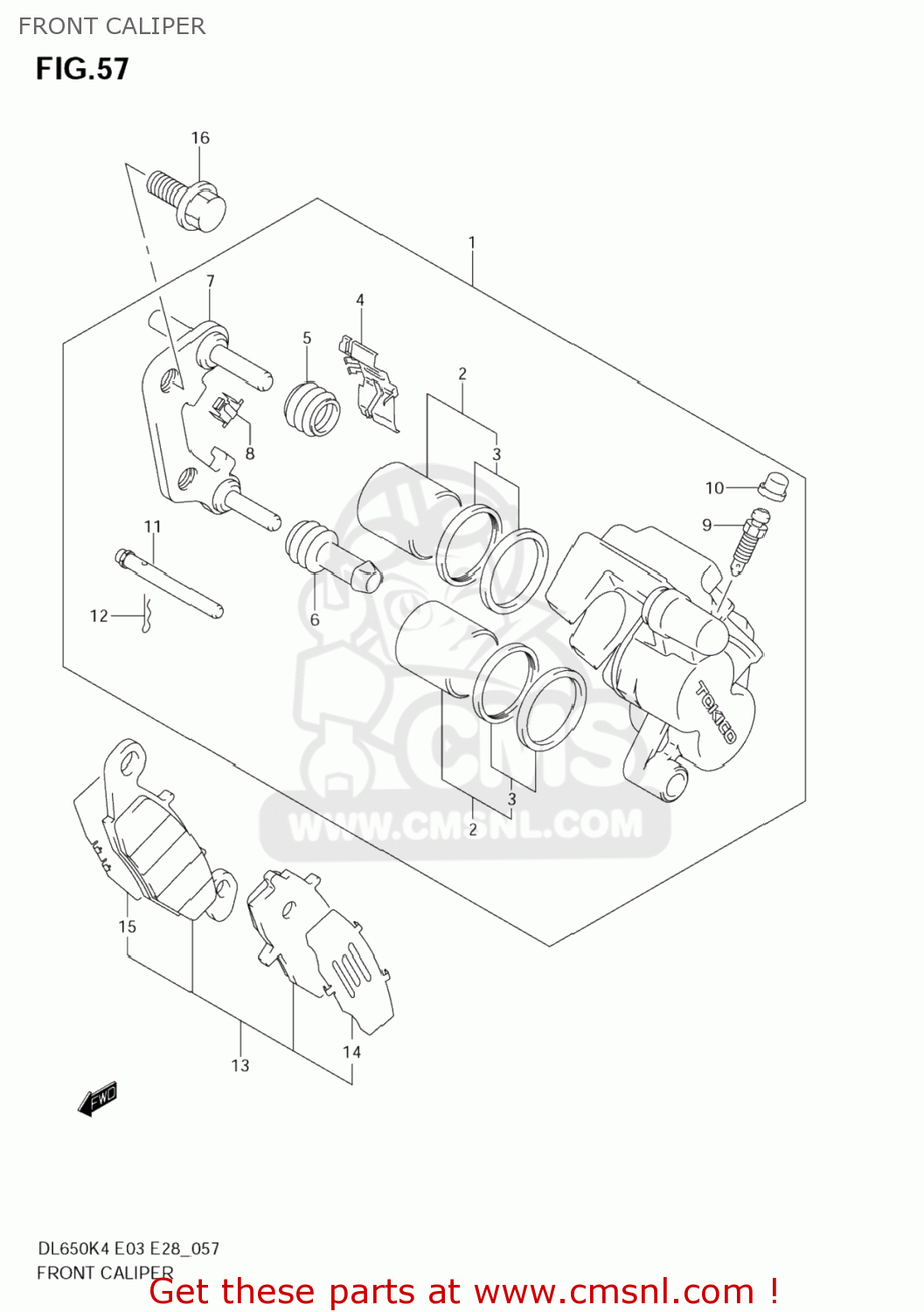 FRONT CALIPER DL650 VSTROM 2004 (K4) USA (E03)