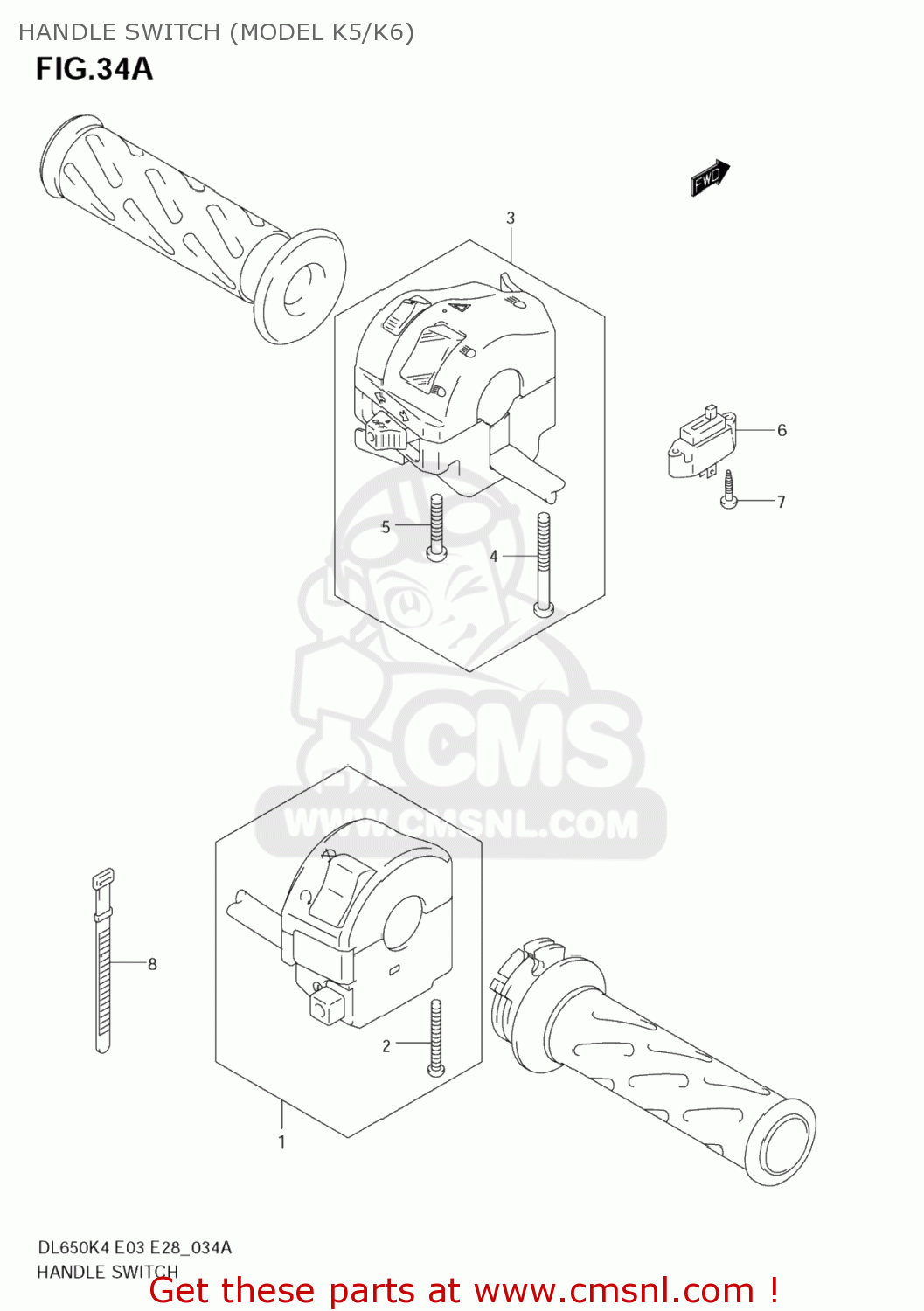 HANDLE SWITCH (MODEL K5/K6) DL650 VSTROM 2004 (K4) USA (E03)