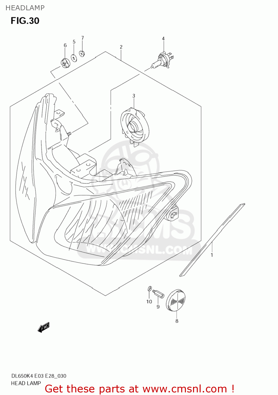 HEADLAMP DL650 VSTROM 2004 (K4) USA (E03)