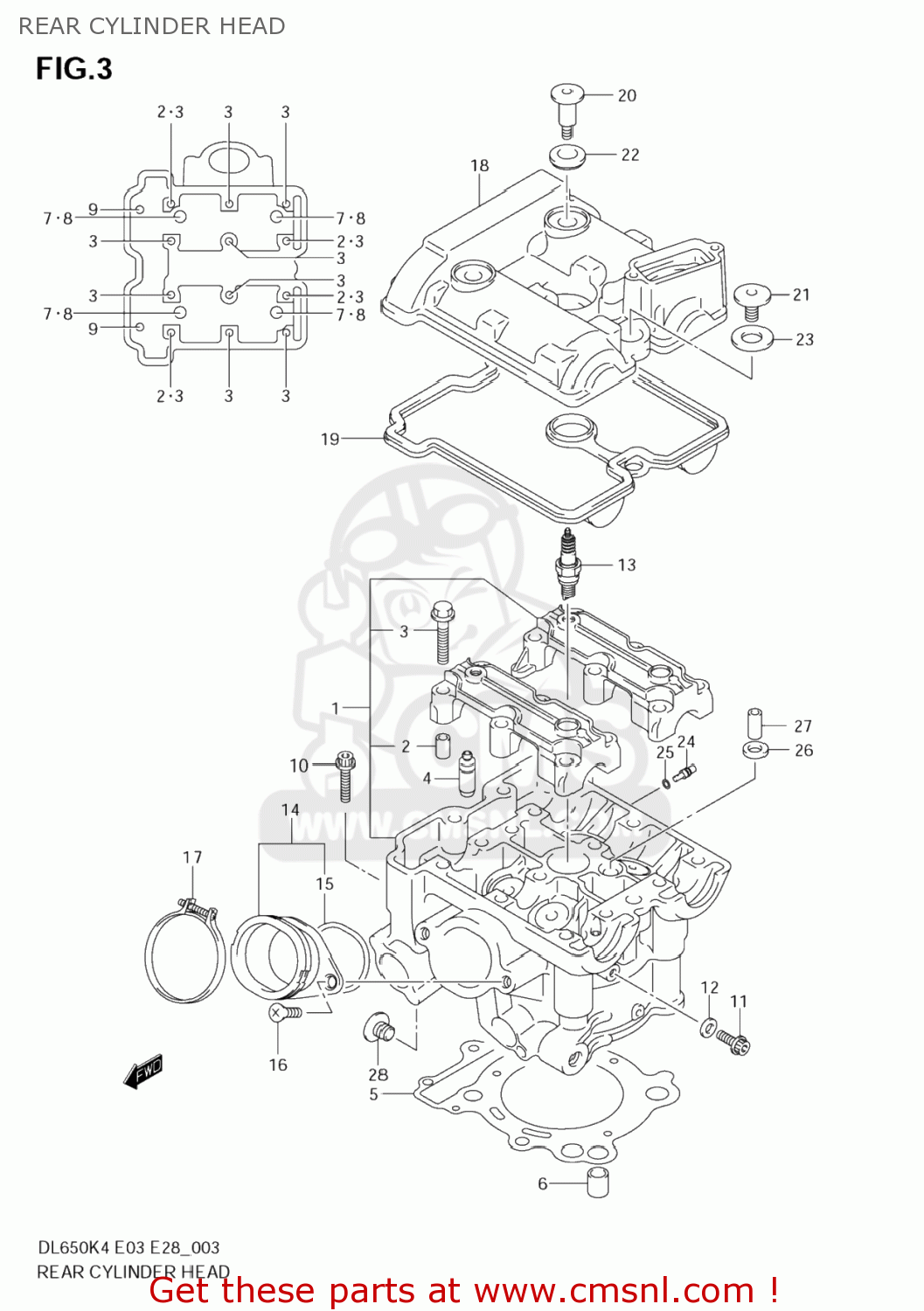 REAR CYLINDER HEAD DL650 VSTROM 2004 (K4) USA (E03)