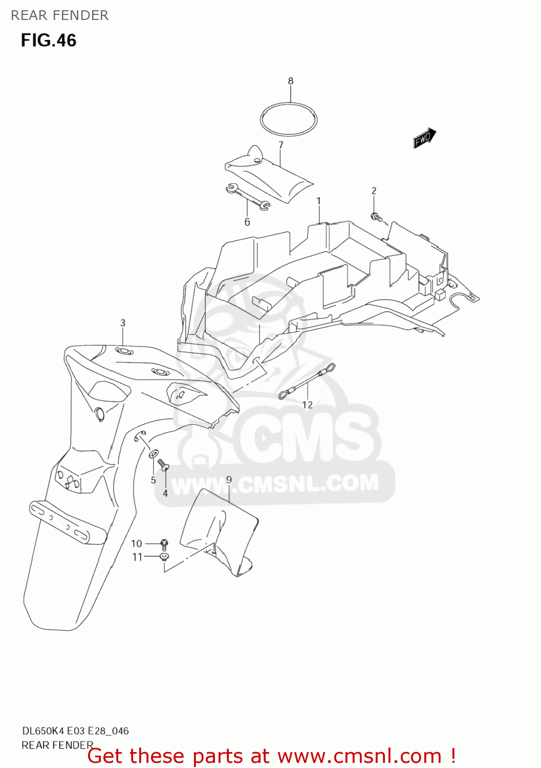REAR FENDER DL650 VSTROM 2004 (K4) USA (E03)