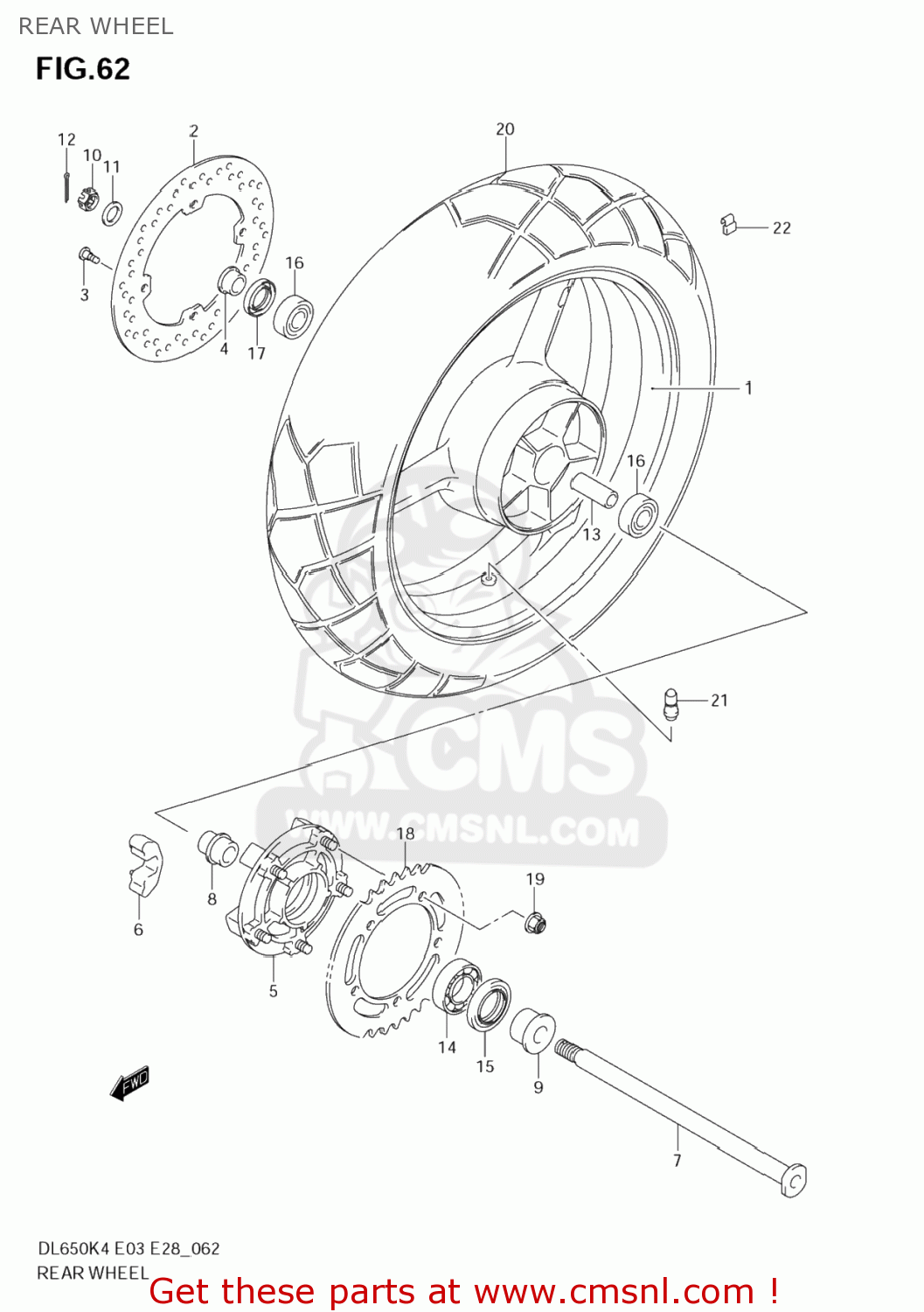 REAR WHEEL DL650 VSTROM 2004 (K4) USA (E03)