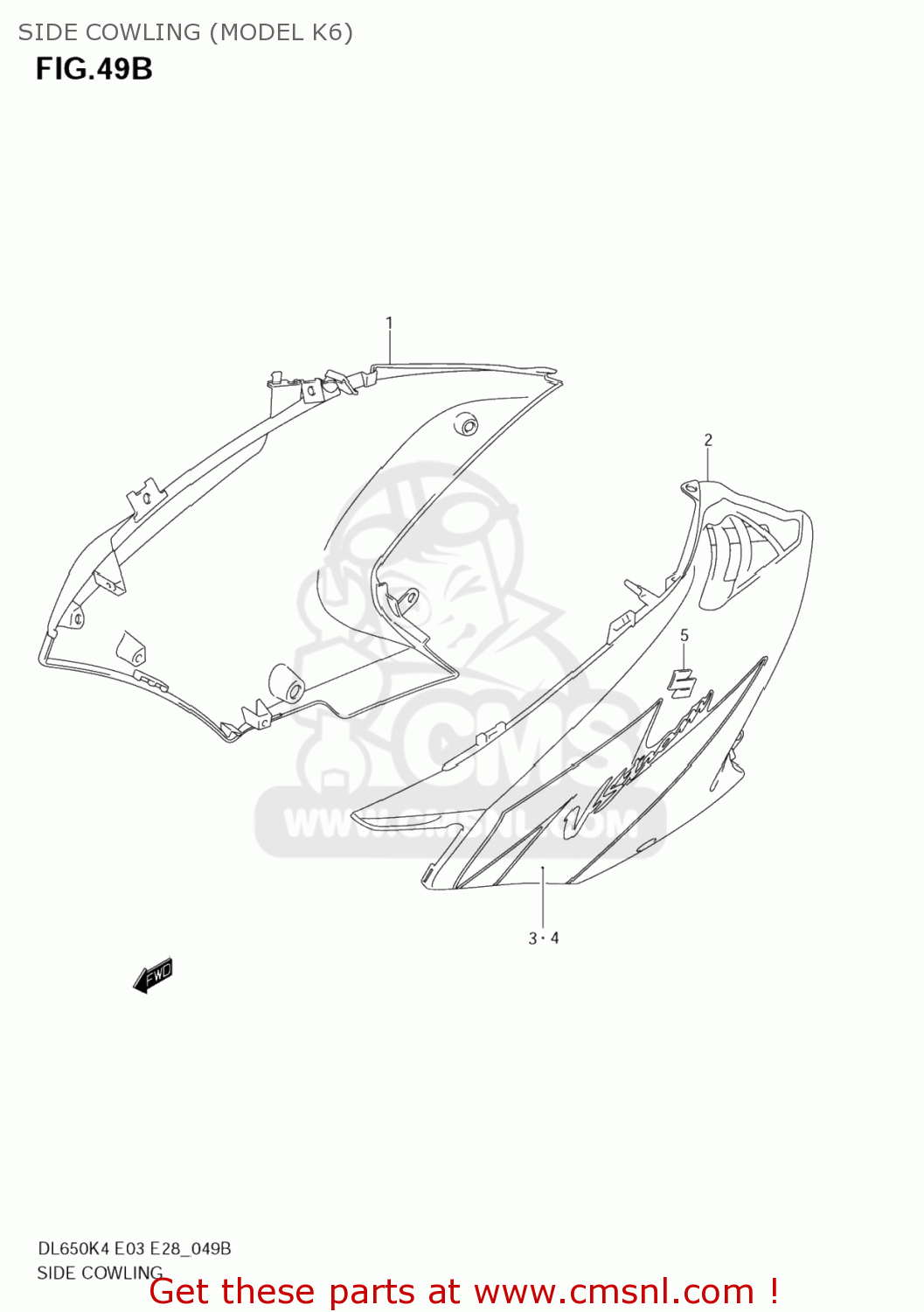 SIDE COWLING (MODEL K6) DL650 VSTROM 2004 (K4) USA (E03)