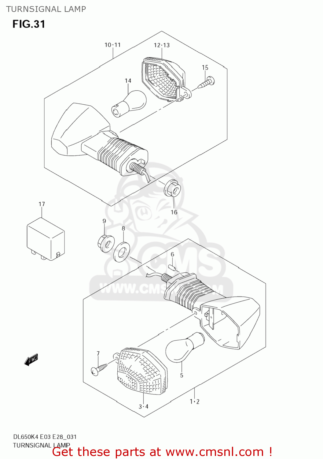 TURNSIGNAL LAMP DL650 VSTROM 2004 (K4) USA (E03)