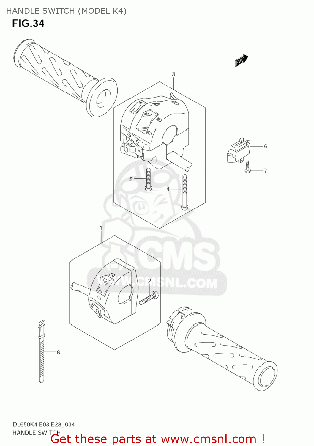 HANDLE SWITCH (MODEL K4) DL650 VSTROM 2005 (K5) USA (E03)