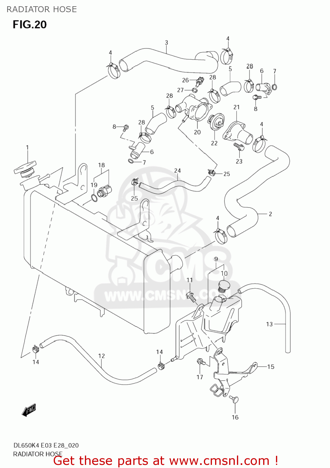 RADIATOR HOSE DL650 VSTROM 2005 (K5) USA (E03)