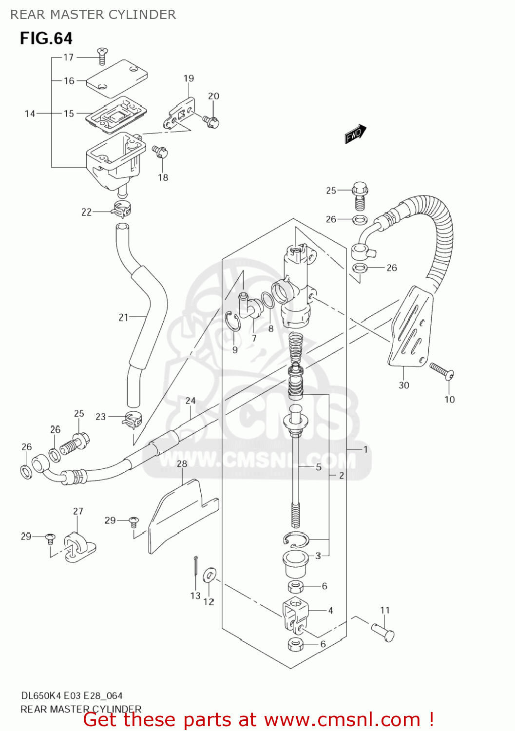 REAR MASTER CYLINDER DL650 VSTROM 2005 (K5) USA (E03)