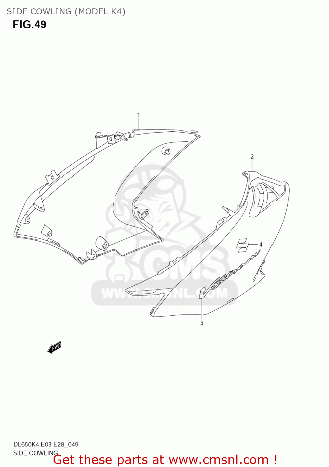 SIDE COWLING (MODEL K4) DL650 VSTROM 2005 (K5) USA (E03)