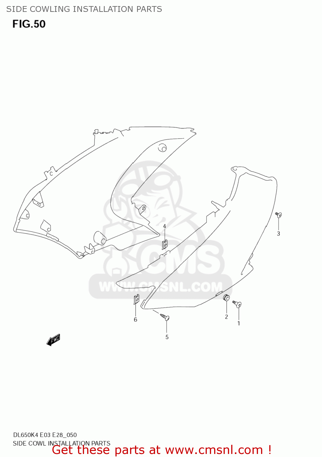 SIDE COWLING INSTALLATION PARTS DL650 VSTROM 2005 (K5) USA (E03)