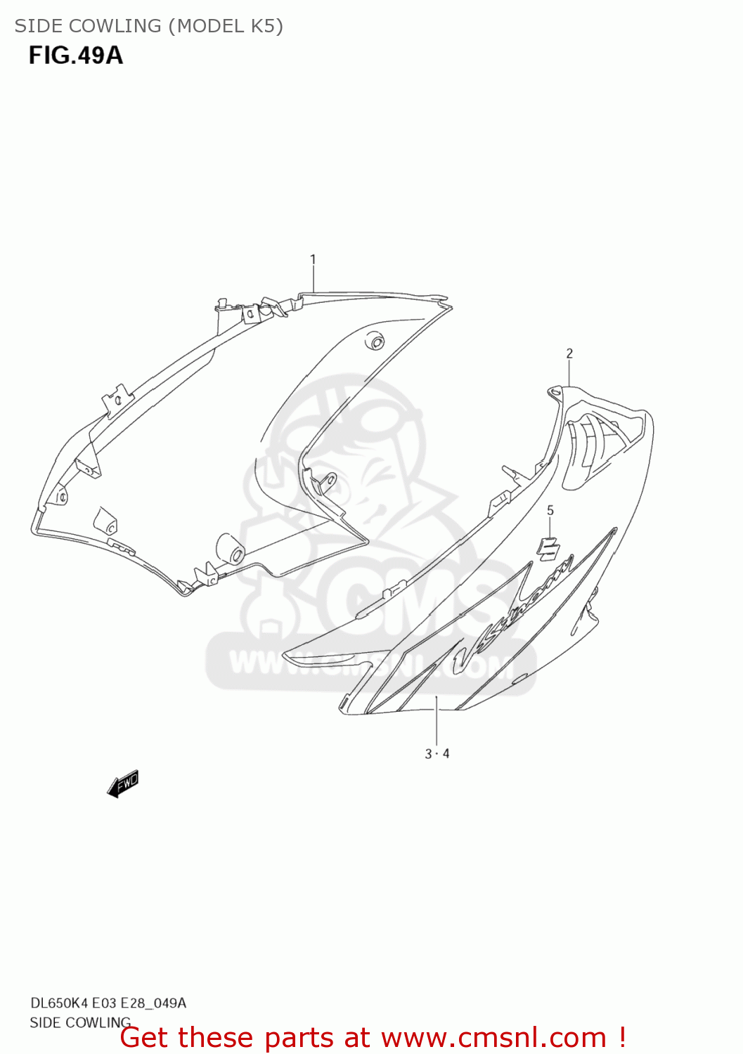 SIDE COWLING (MODEL K5) DL650 VSTROM 2006 (K6) USA (E03)