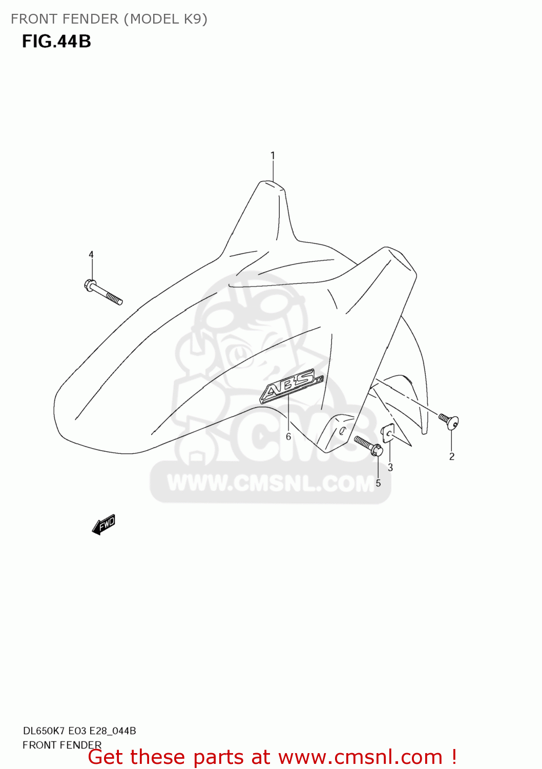 FRONT FENDER (MODEL K9) DL650 VSTROM 2007 (K7) USA (E03)