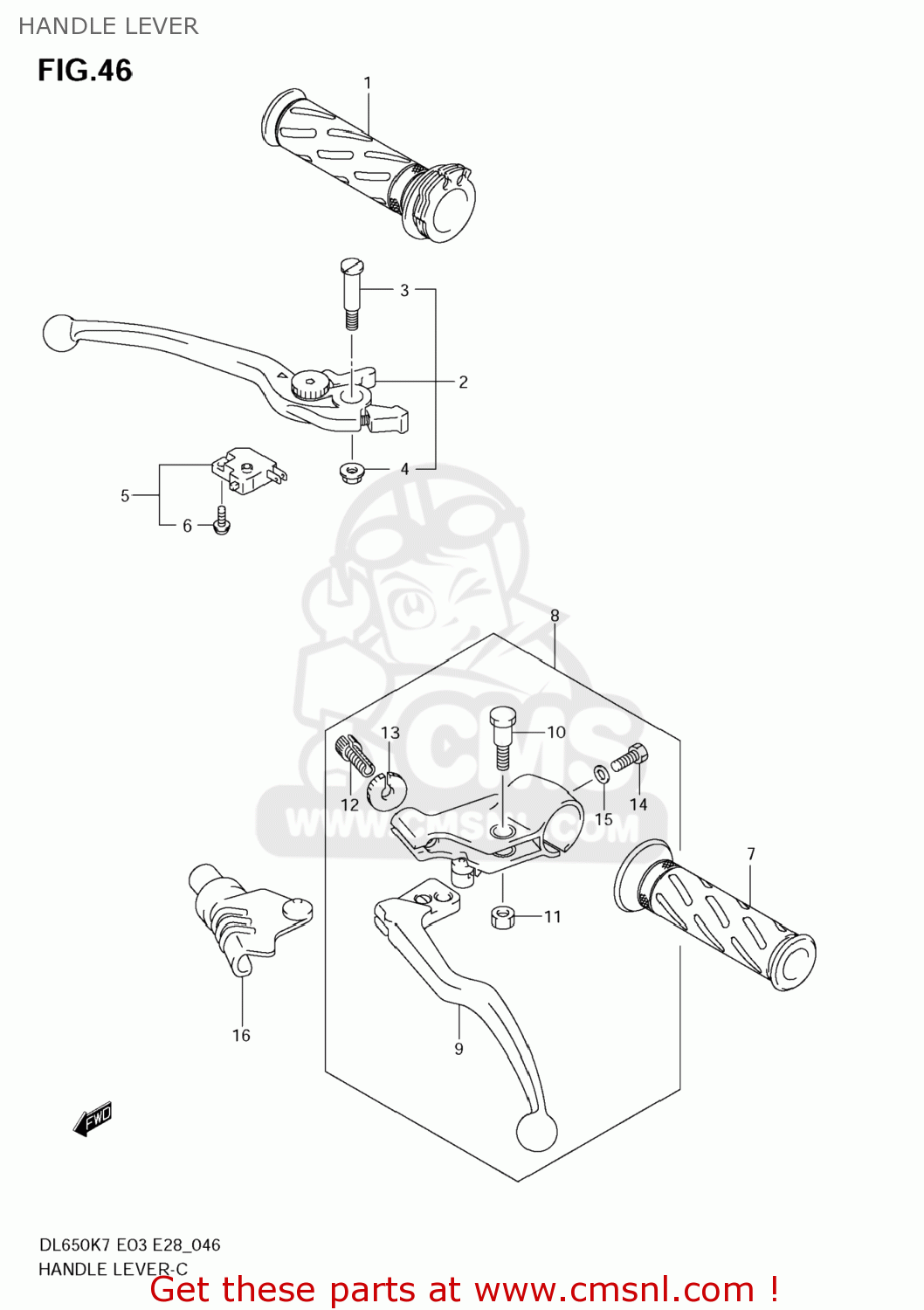HANDLE LEVER DL650 VSTROM 2007 (K7) USA (E03)