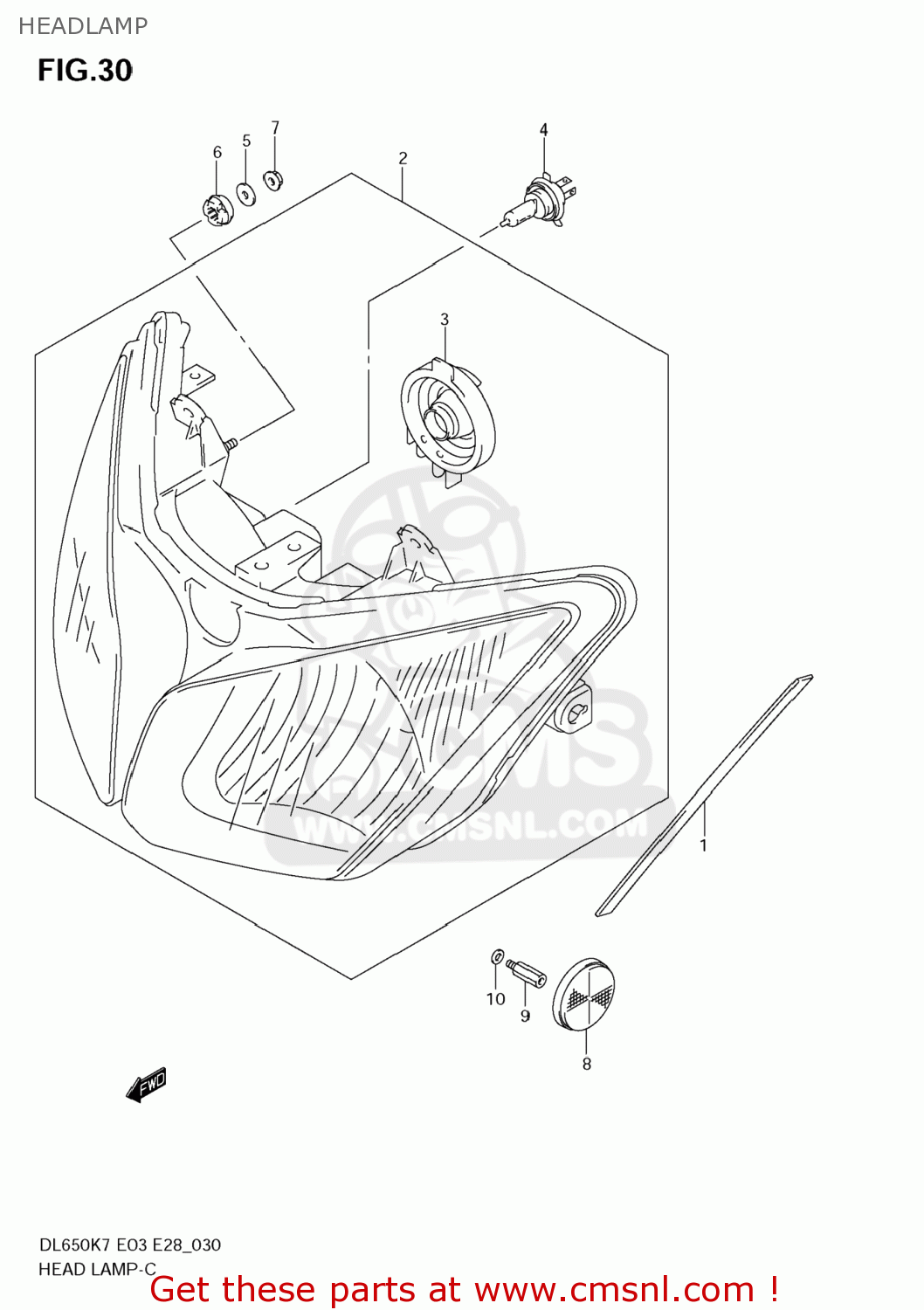 HEADLAMP DL650 VSTROM 2007 (K7) USA (E03)