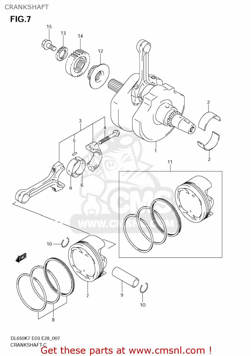 Suzuki DL650 VSTROM 2008 (K8) USA (E03) CRANKSHAFT - buy original ...