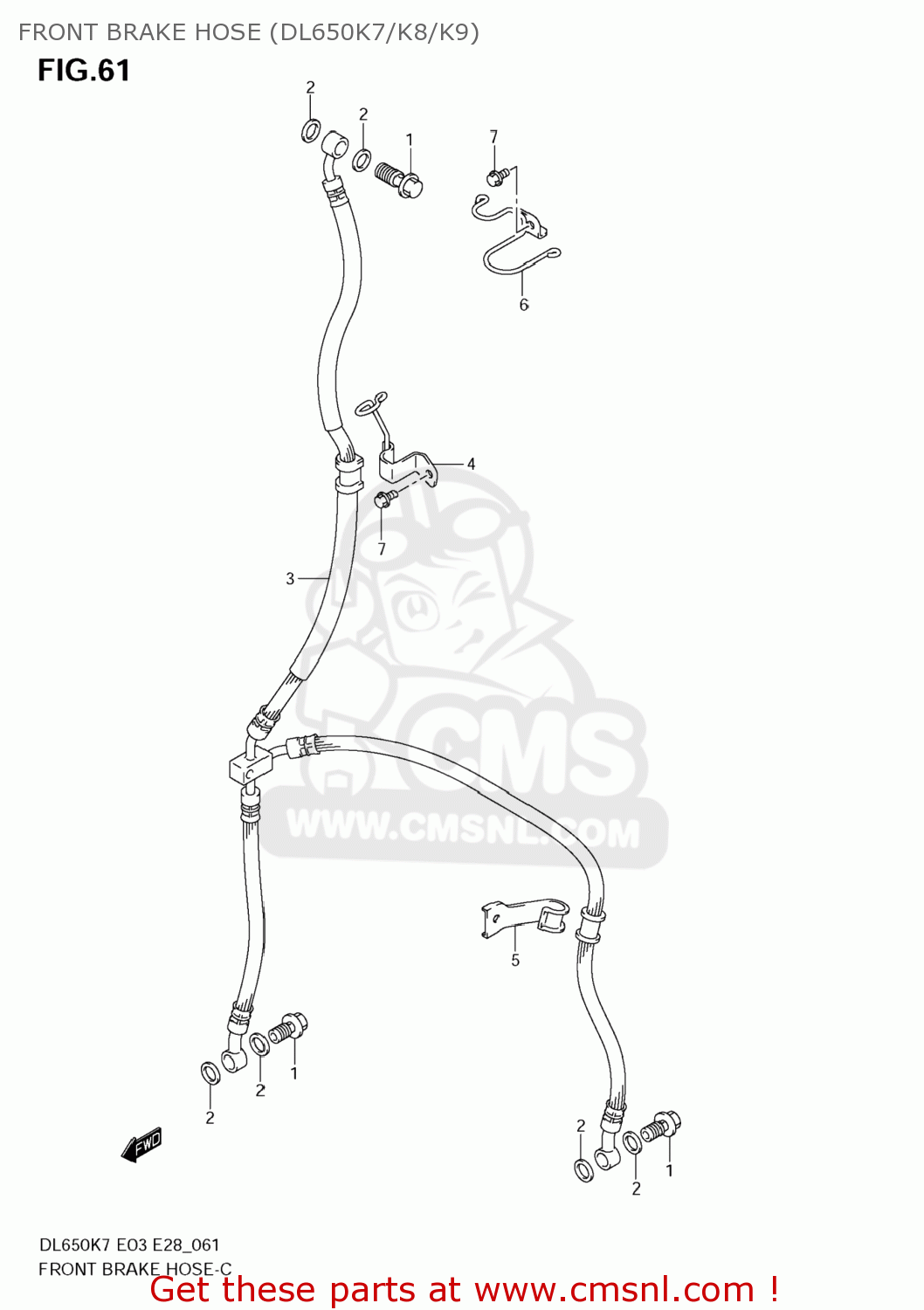 FRONT BRAKE HOSE (DL650K7/K8/K9) DL650 VSTROM 2008 (K8) USA (E03)
