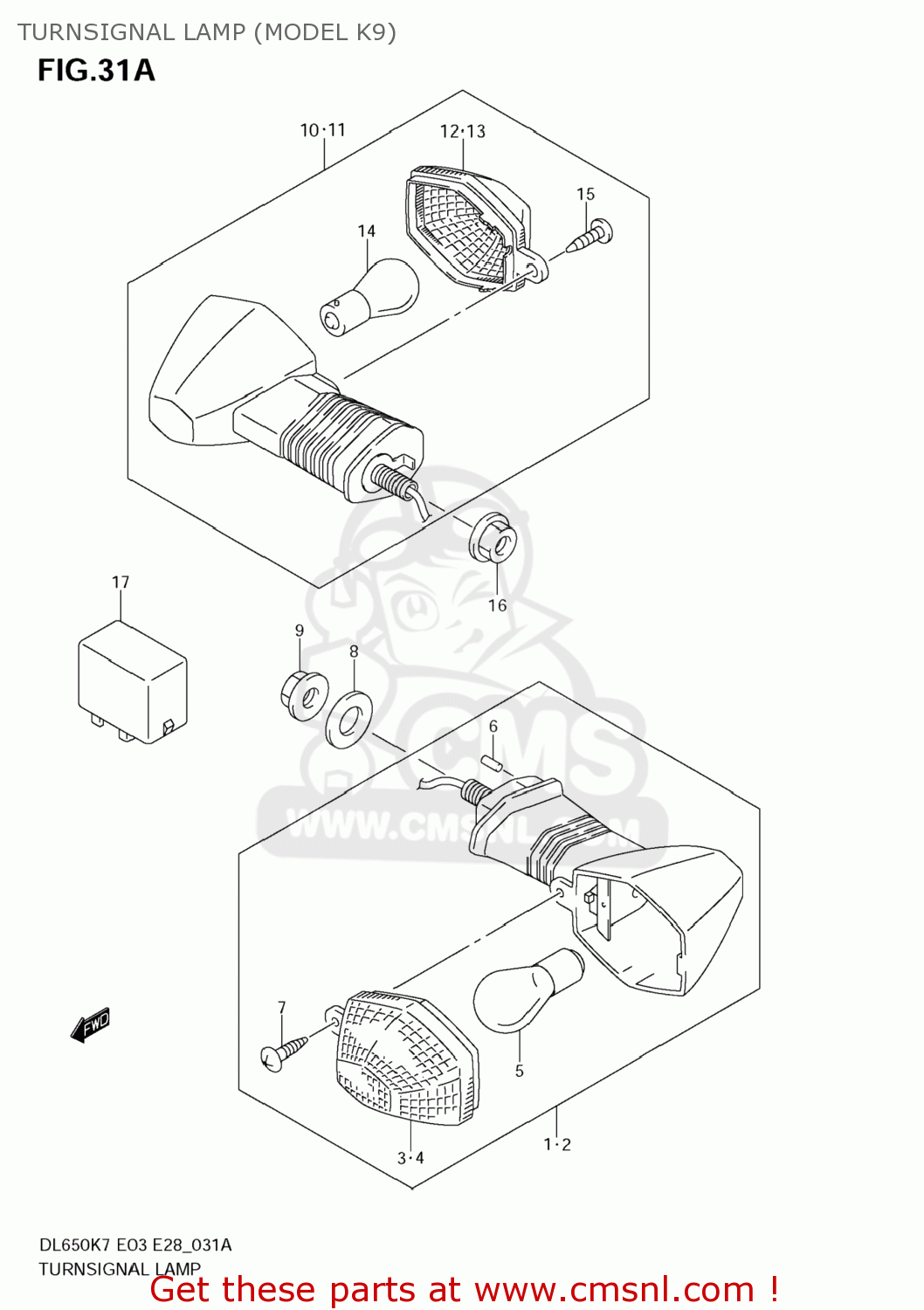 TURNSIGNAL LAMP (MODEL K9) DL650 VSTROM 2008 (K8) USA (E03)