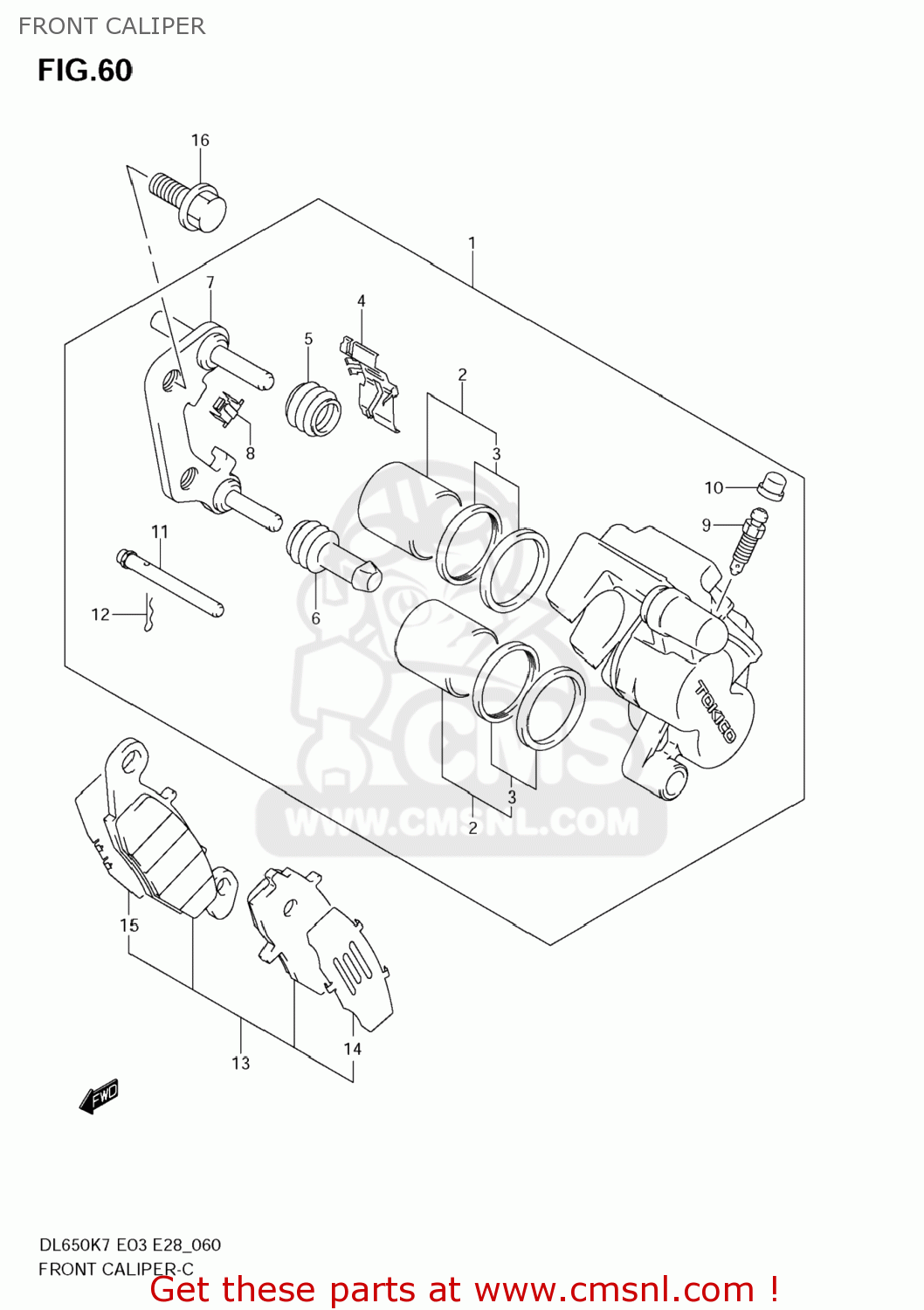FRONT CALIPER DL650 VSTROM 2009 (K9) USA (E03)