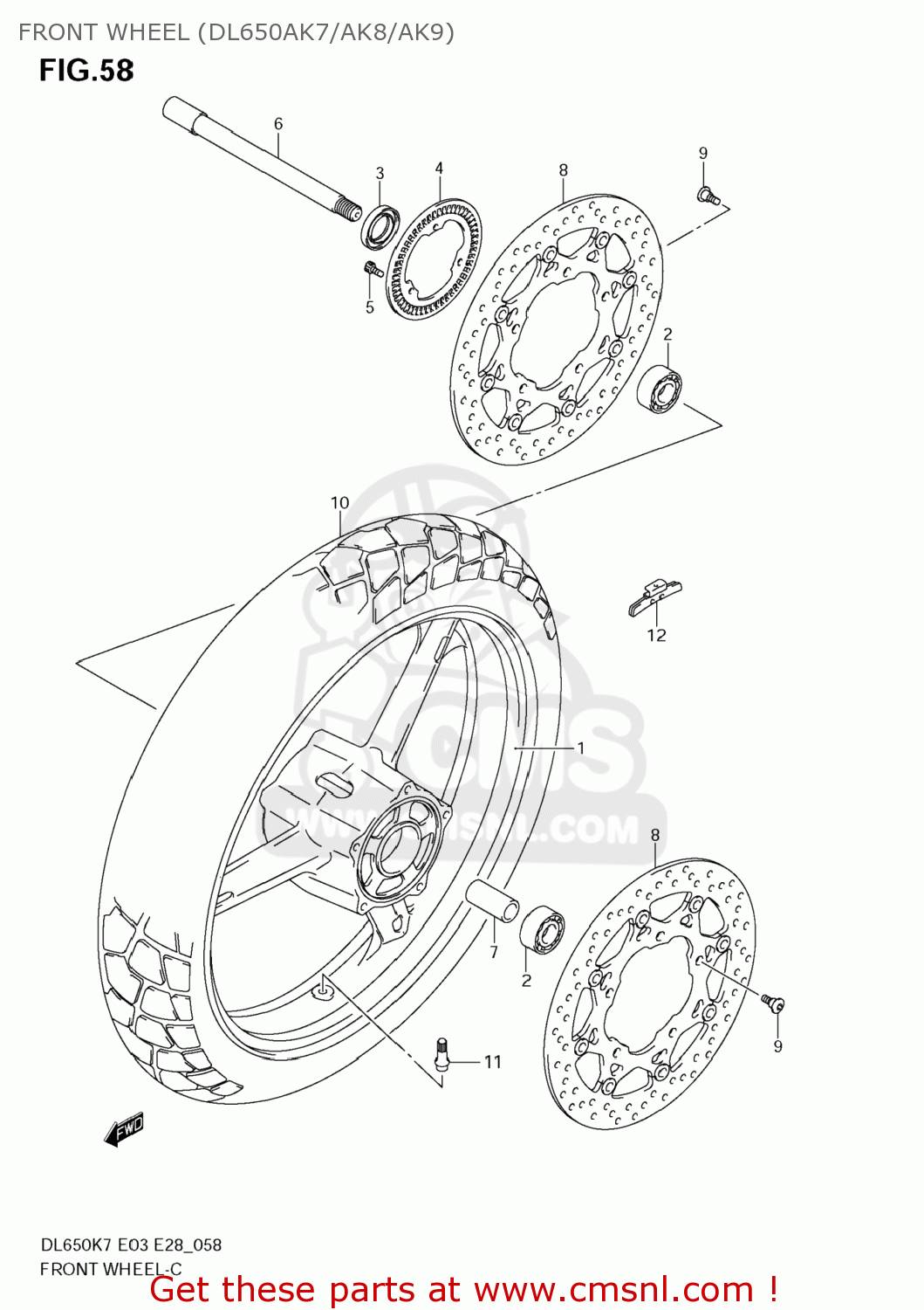 FRONT WHEEL (DL650AK7/AK8/AK9) DL650 VSTROM 2009 (K9) USA (E03)