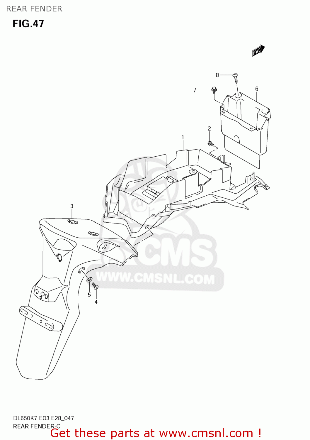 REAR FENDER DL650 VSTROM 2009 (K9) USA (E03)