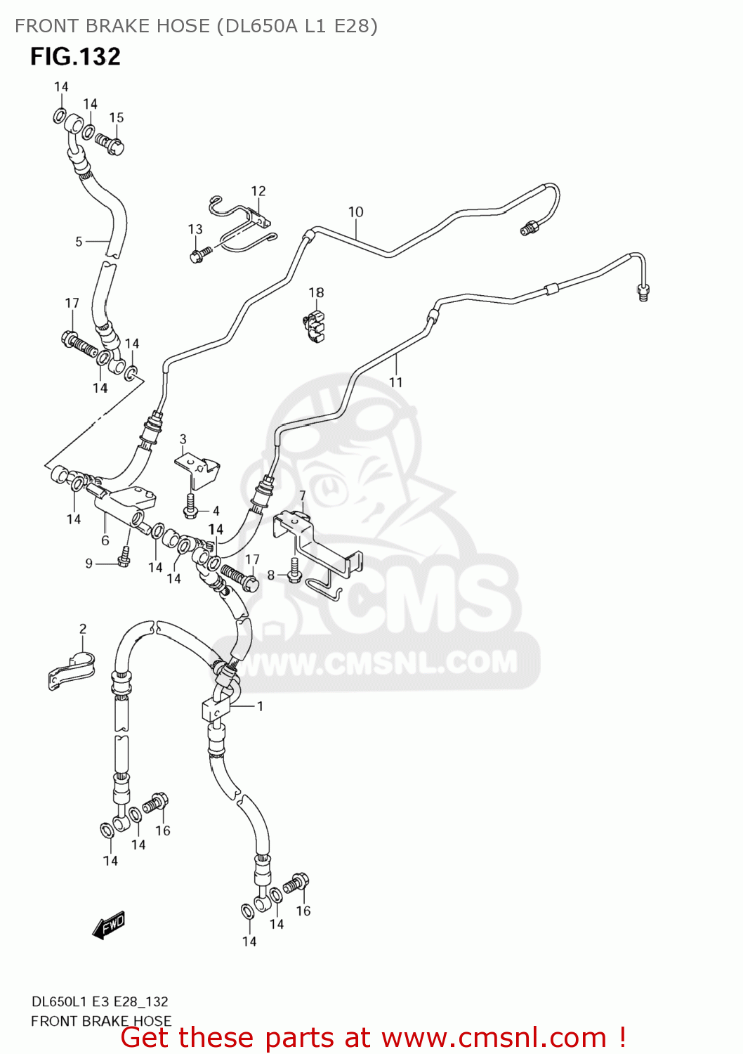 FRONT BRAKE HOSE (DL650A L1 E28) DL650 VSTROM 2011 (L1) USA (E03)