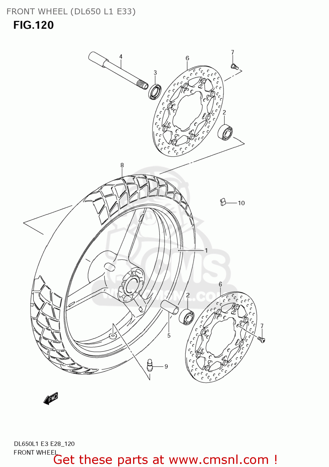 FRONT WHEEL (DL650 L1 E33) DL650 VSTROM 2011 (L1) USA (E03)