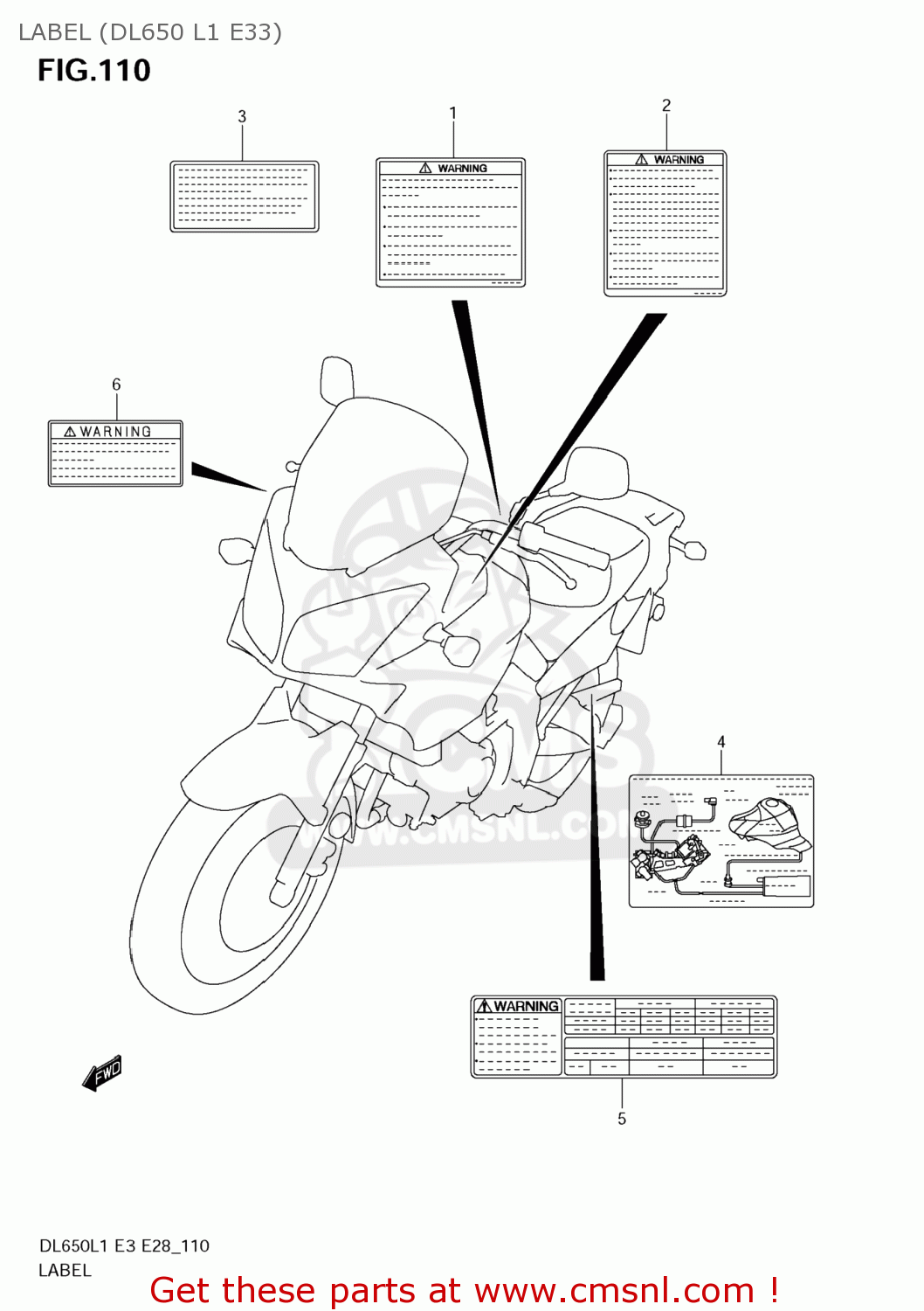 LABEL (DL650 L1 E33) DL650 VSTROM 2011 (L1) USA (E03)