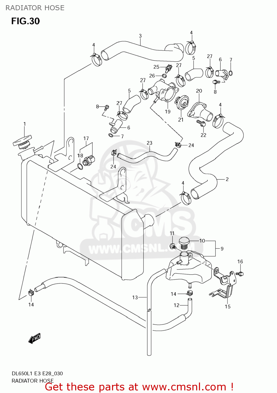 RADIATOR HOSE DL650 VSTROM 2011 (L1) USA (E03)